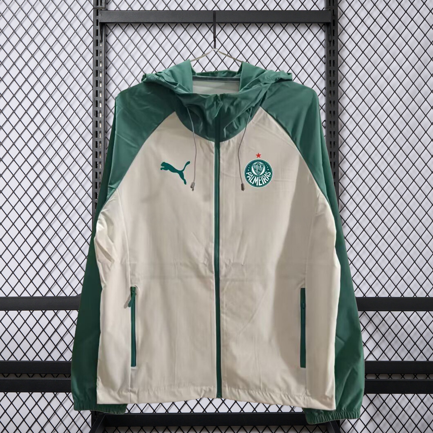 Palmeiras 25-26 Training Windbreaker Jacket - Grey With Green - Unitedfutballjersey