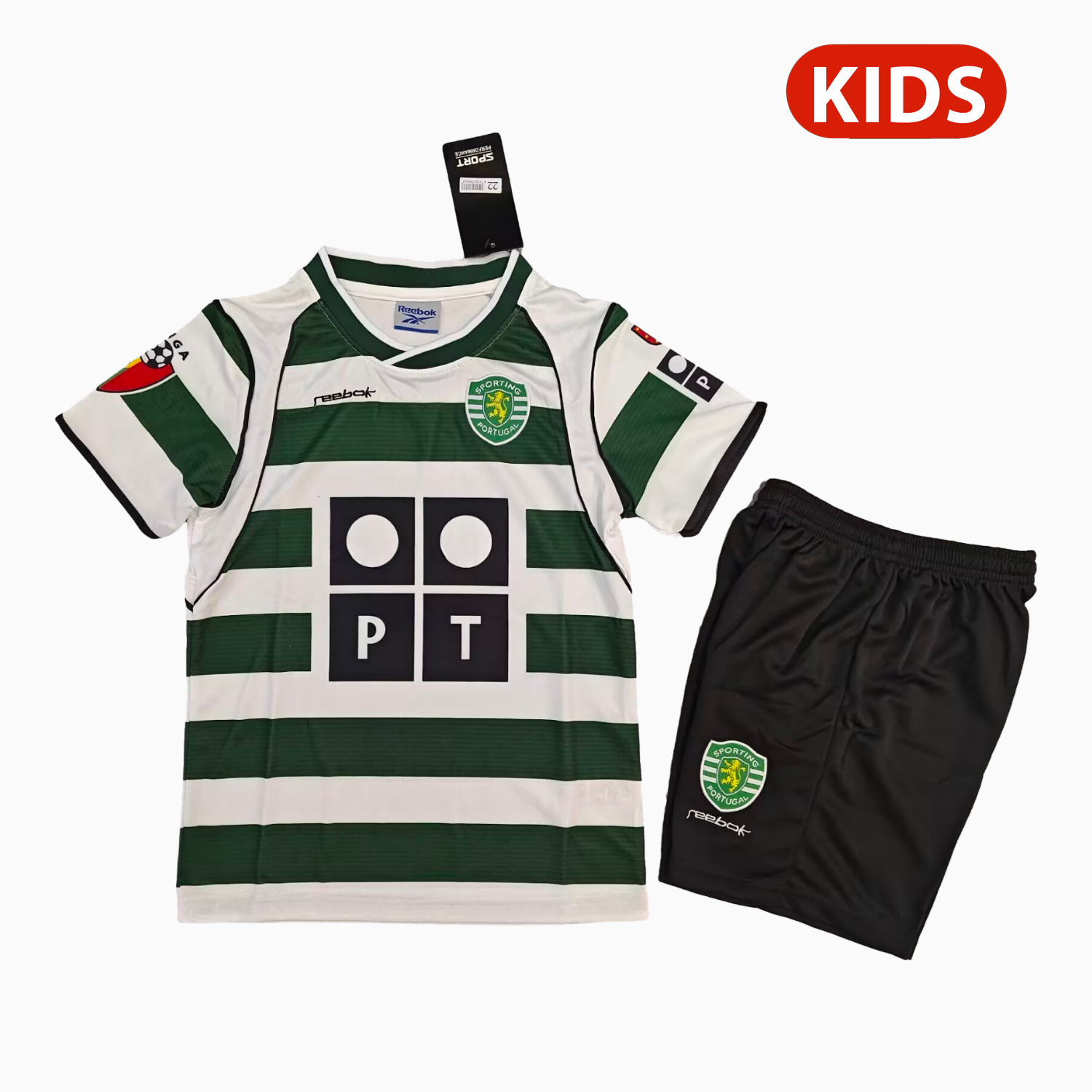 Retro Sporting CP 2001-02 Home Kids Kit - Unitedfutballjersey