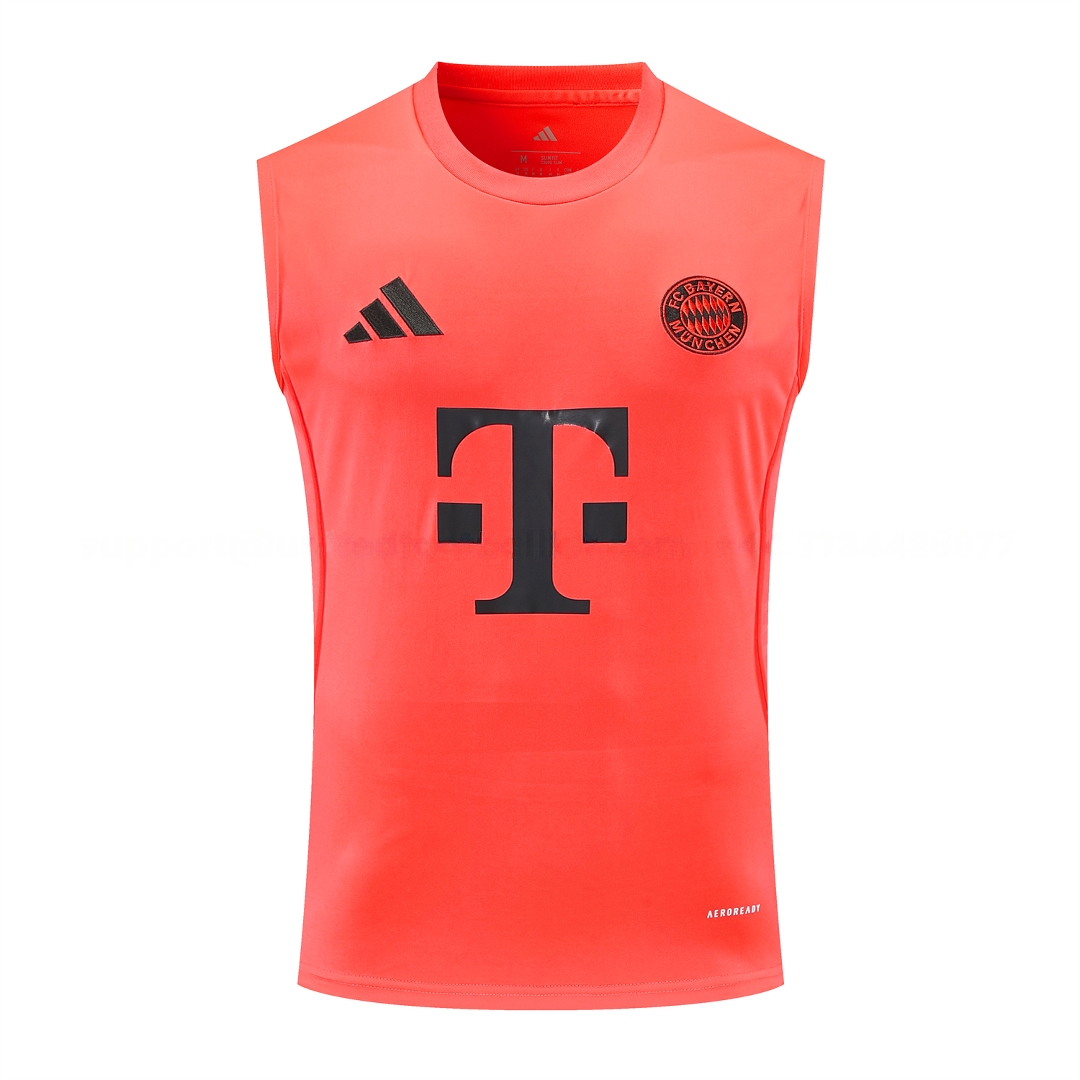 Bayern Munich 25-26 Vest Training Set - Coral With Black Accents Top & Black With Coral Accents Pants - Unitedfutballjersey