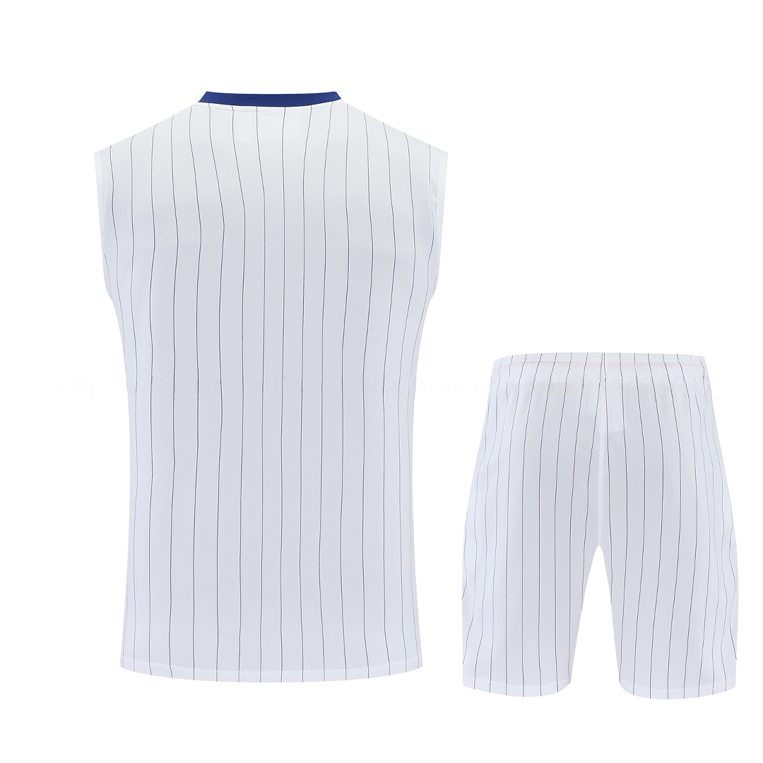 Roma 25-26 Retro Style Vest Training Set - White With Red Details Top & Pants - Unitedfutballjersey