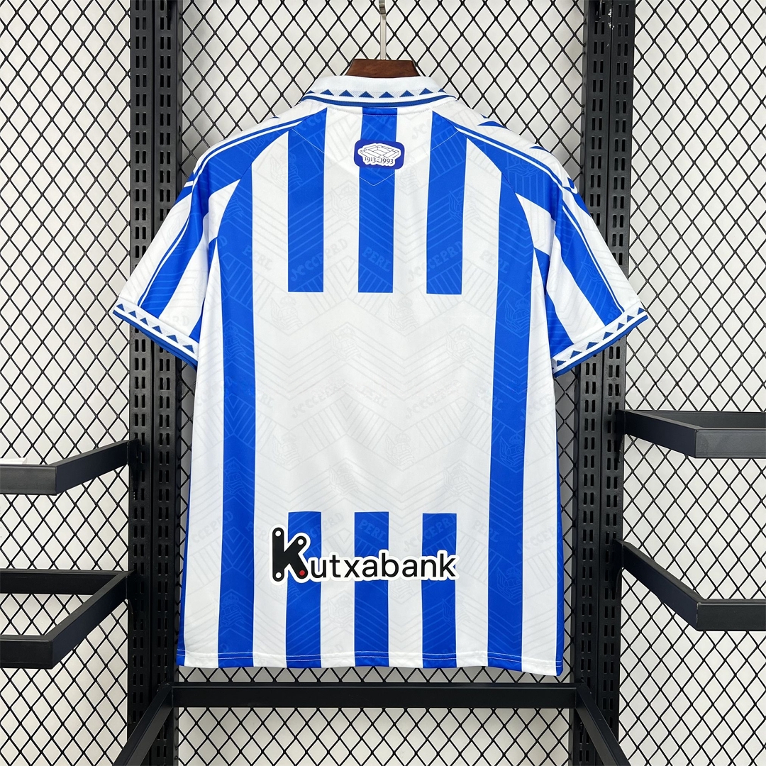 Real Sociedad 25-26 White With Royal Blue Retro Style Special Jersey - Fans Version - Unitedfutballjersey