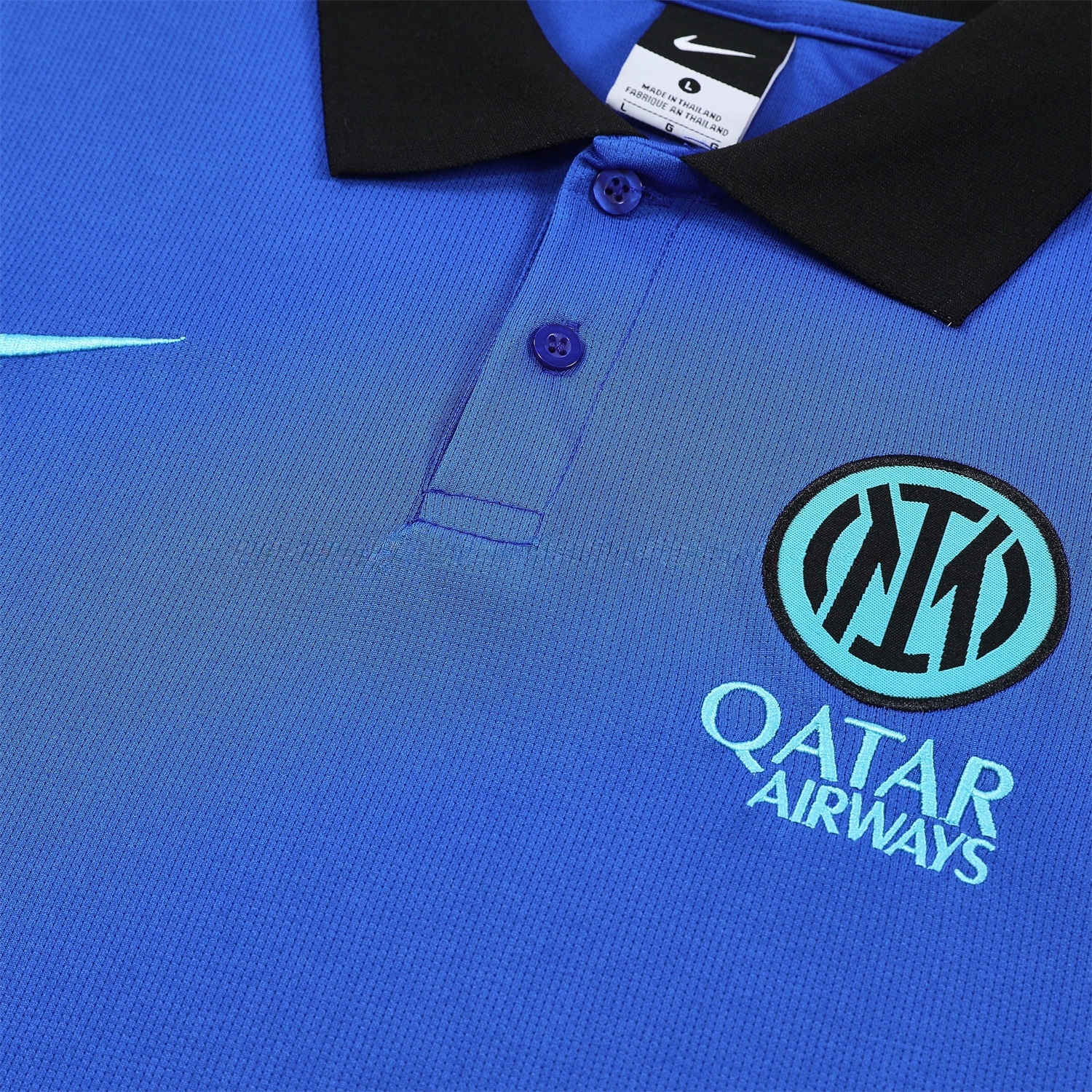 Inter Milan 25-26 POLO Short-Sleeve Training Set - Ocean Blue Top and Black Pants - Unitedfutballjersey