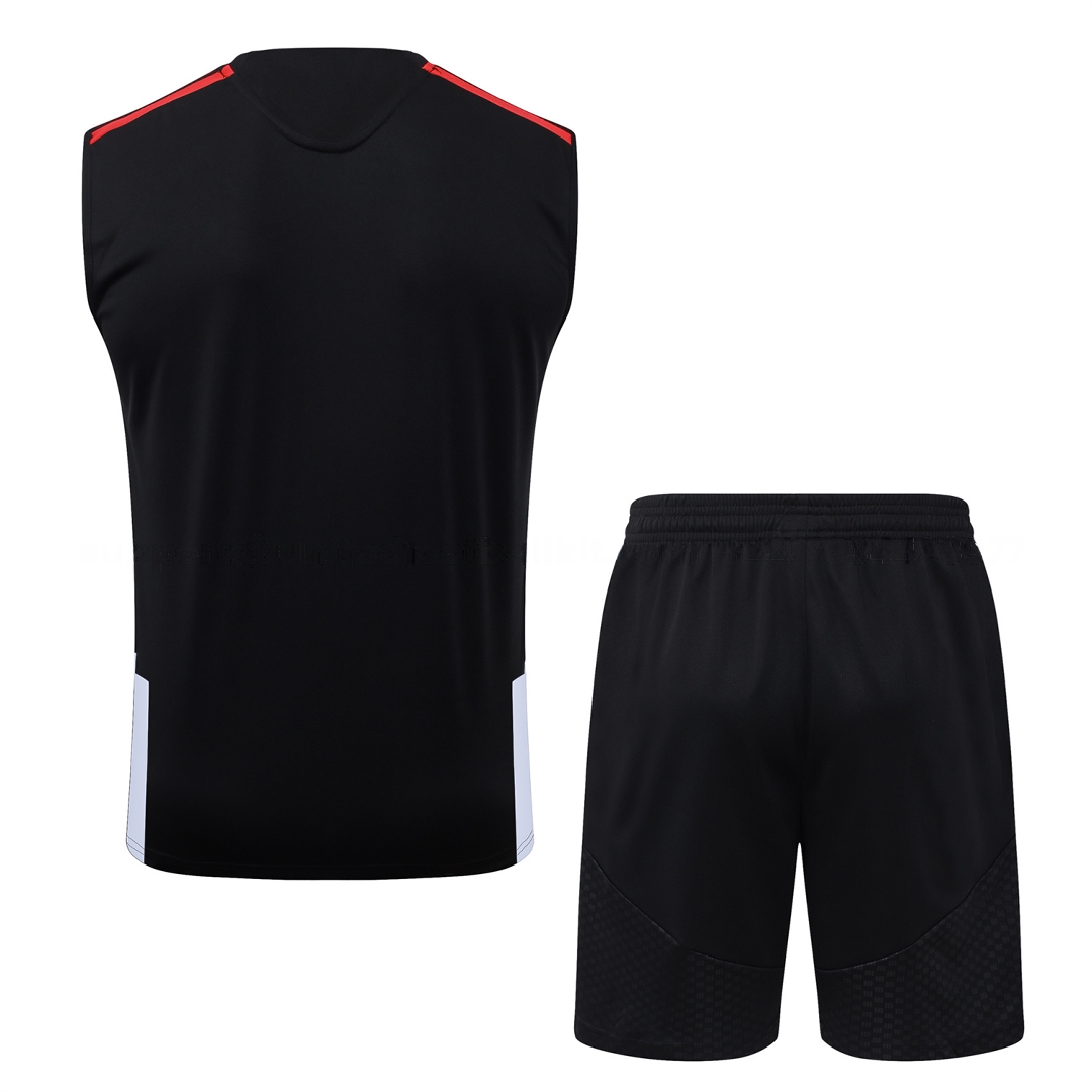 Arsenal 26-27 Vest Training Set - Red Edge Black Vest & Shorts - Unitedfutballjersey