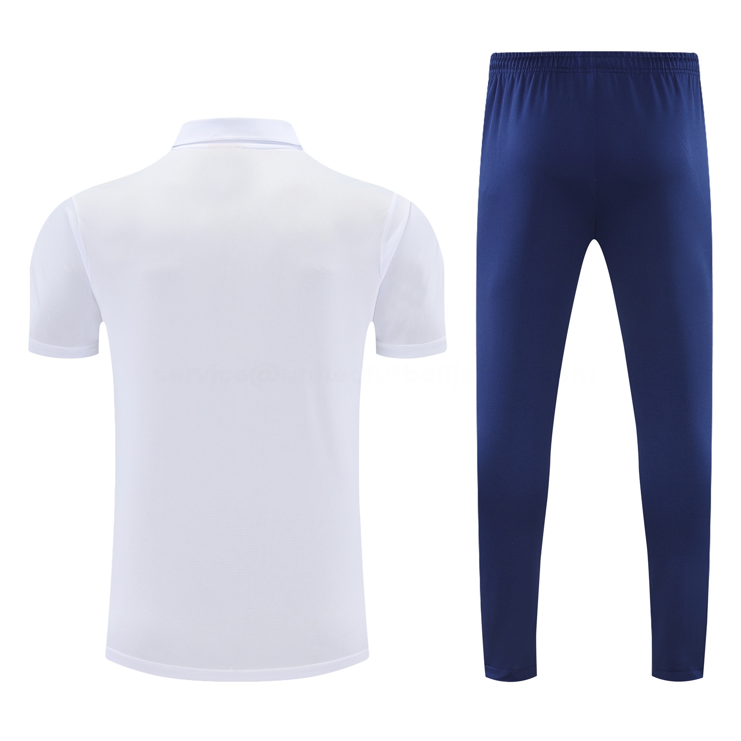 Marseille 25-26 POLO Short-Sleeve Training Set - White Top and Dark Blue Pants - Unitedfutballjersey