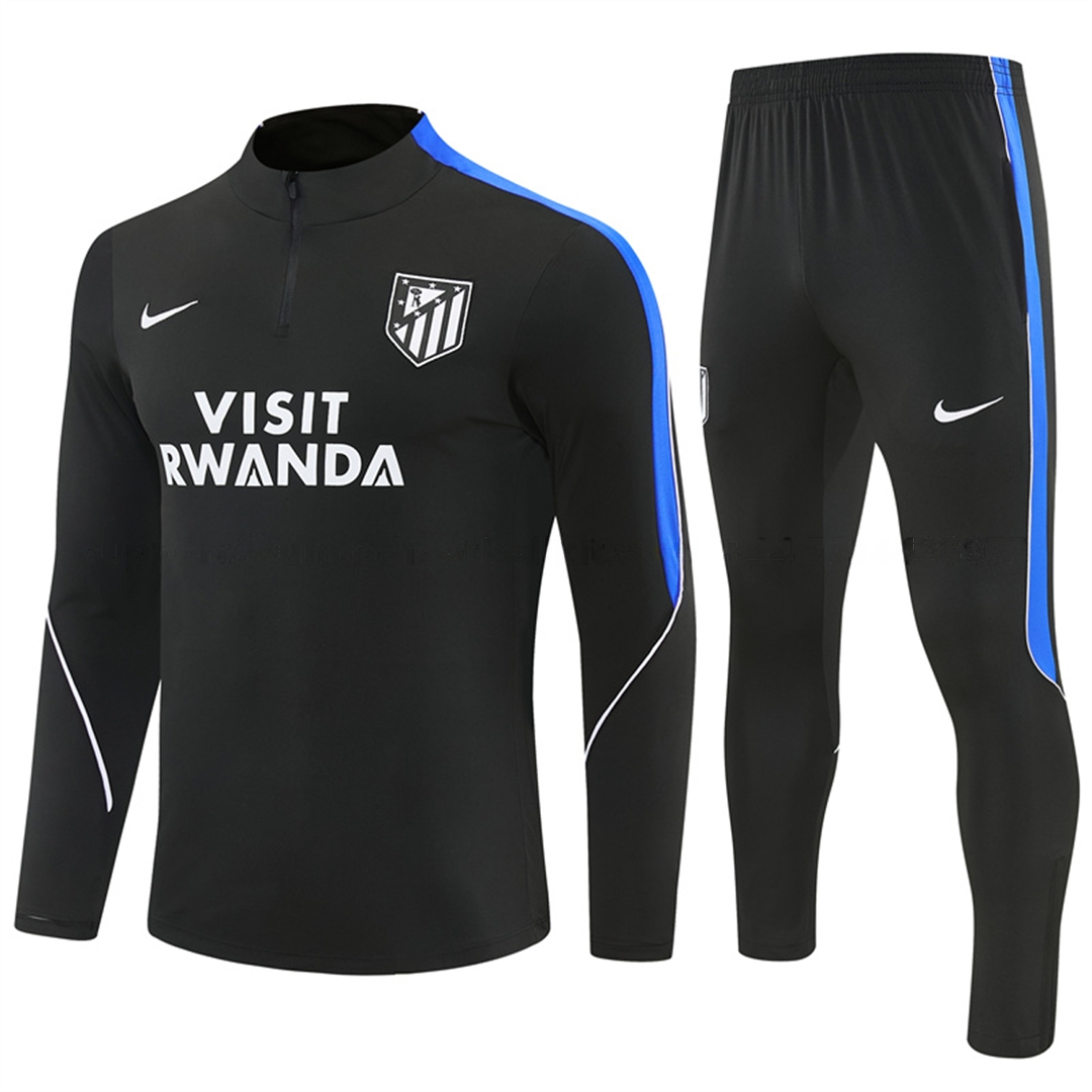 Atletico Madrid 26-27 Long Sleeve Training Set - Black Top & Black Pants - Unitedfutballjersey