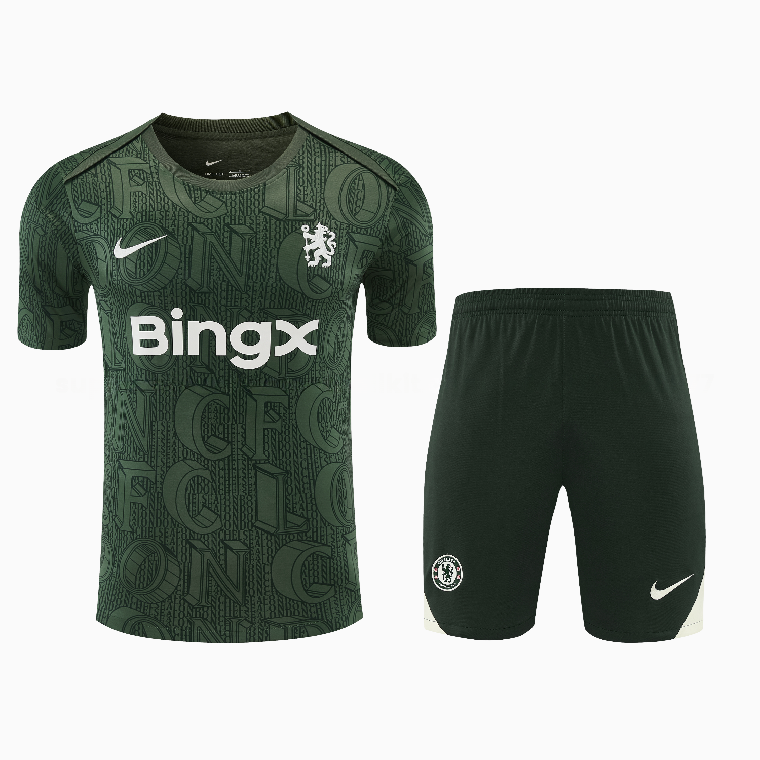 C.H.E.L.S.E.A 25-26 Short-Sleeve Training Set - Dark Green Top & Dark Green Pants - Unitedfutballjersey