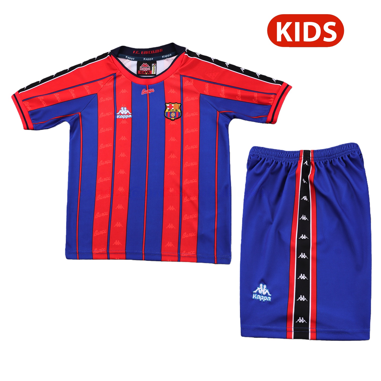 Retro Barcelona 1997-98 Home Kids Kit - Unitedfutballjersey