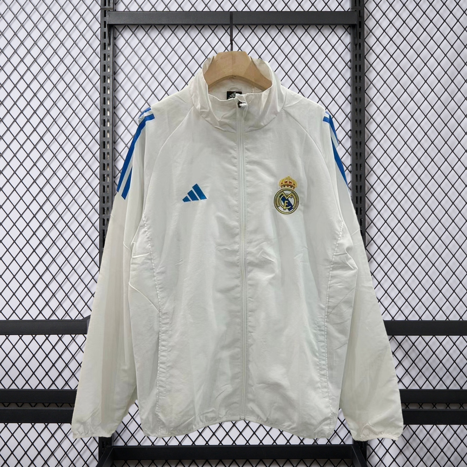 Real Madrid 25-26 White With Blue Special Windbreaker Jacket - Unitedfutballjersey