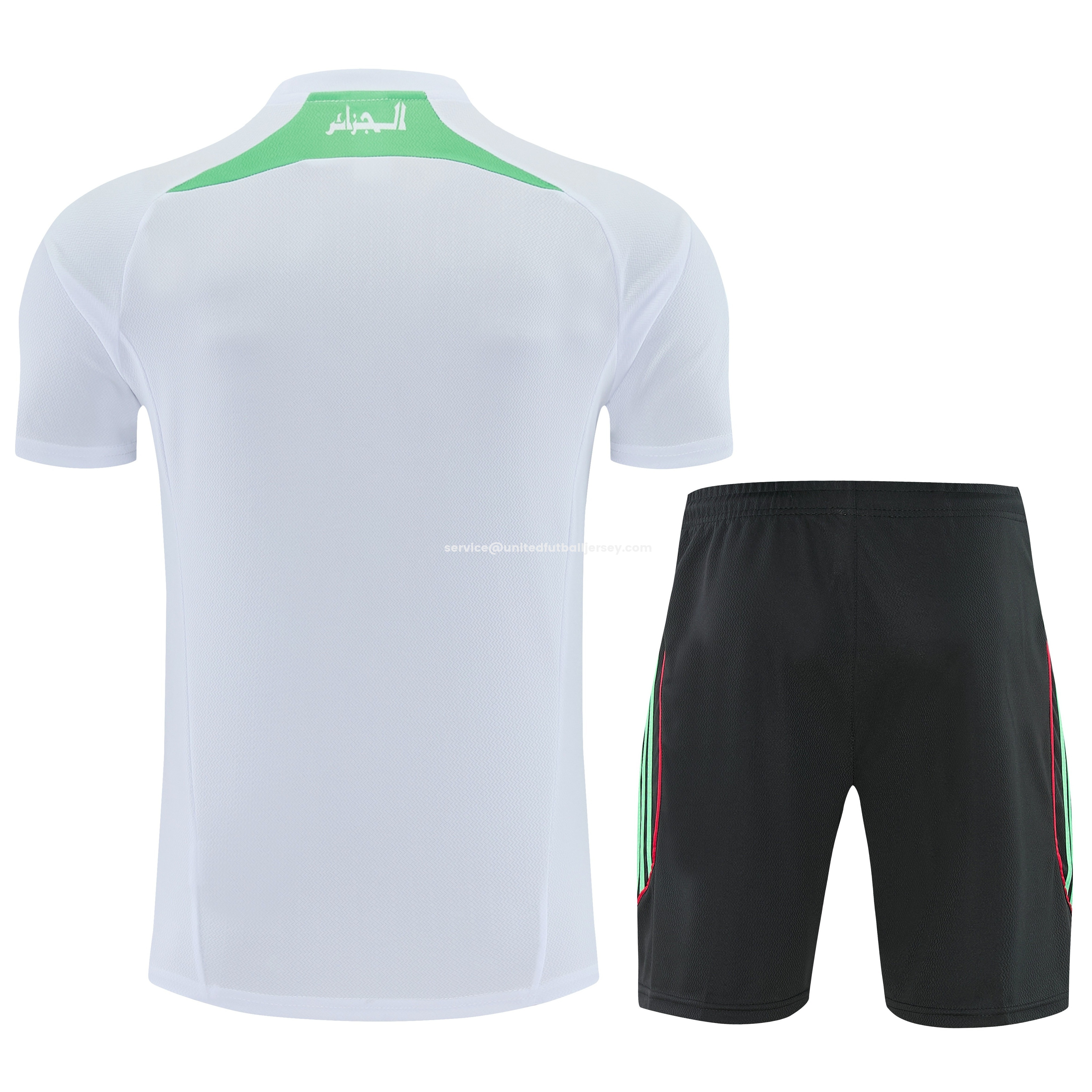 Algeria 2026 Short-Sleeve Training Set - White Top and Black Shorts - Unitedfutballjersey