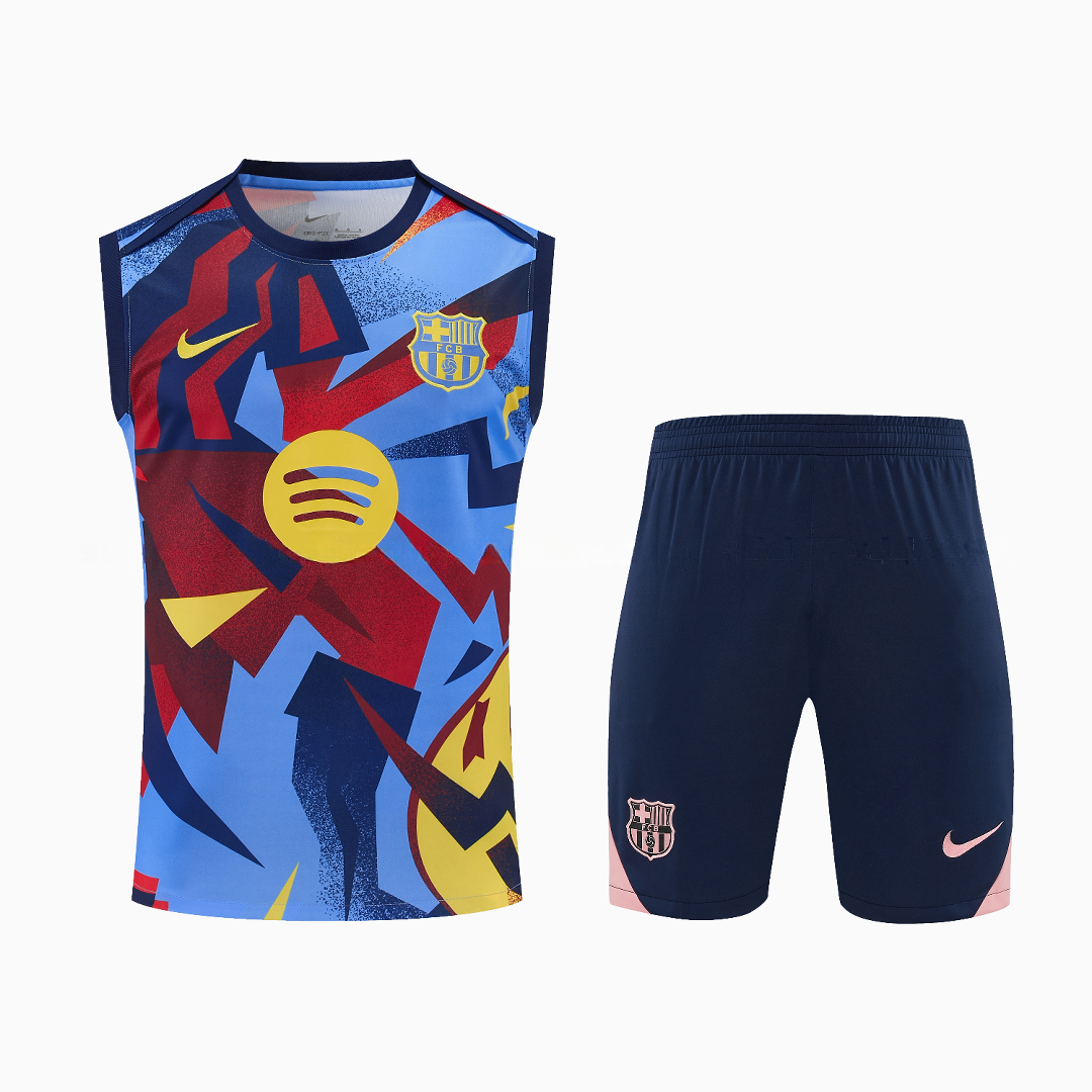Barcelona 25-26 Vest Training Set - Colors Top & Dark Blue With Pink Accents Pants - Unitedfutballjersey