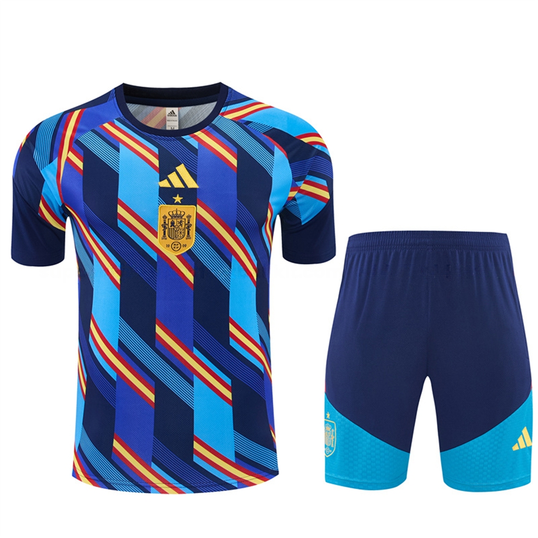 Spain 2026 Short-Sleeve Training Set - Royal Blue And Yellow Top & Royal Blue Shorts - Unitedfutballjersey