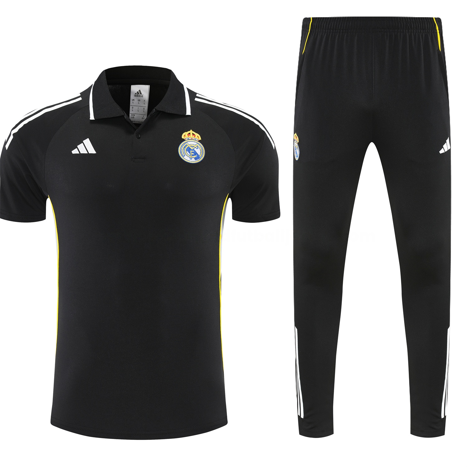 Real Madrid 25-26 POLO Short-Sleeve Training Set - Black Top and Black Pants - Unitedfutballjersey
