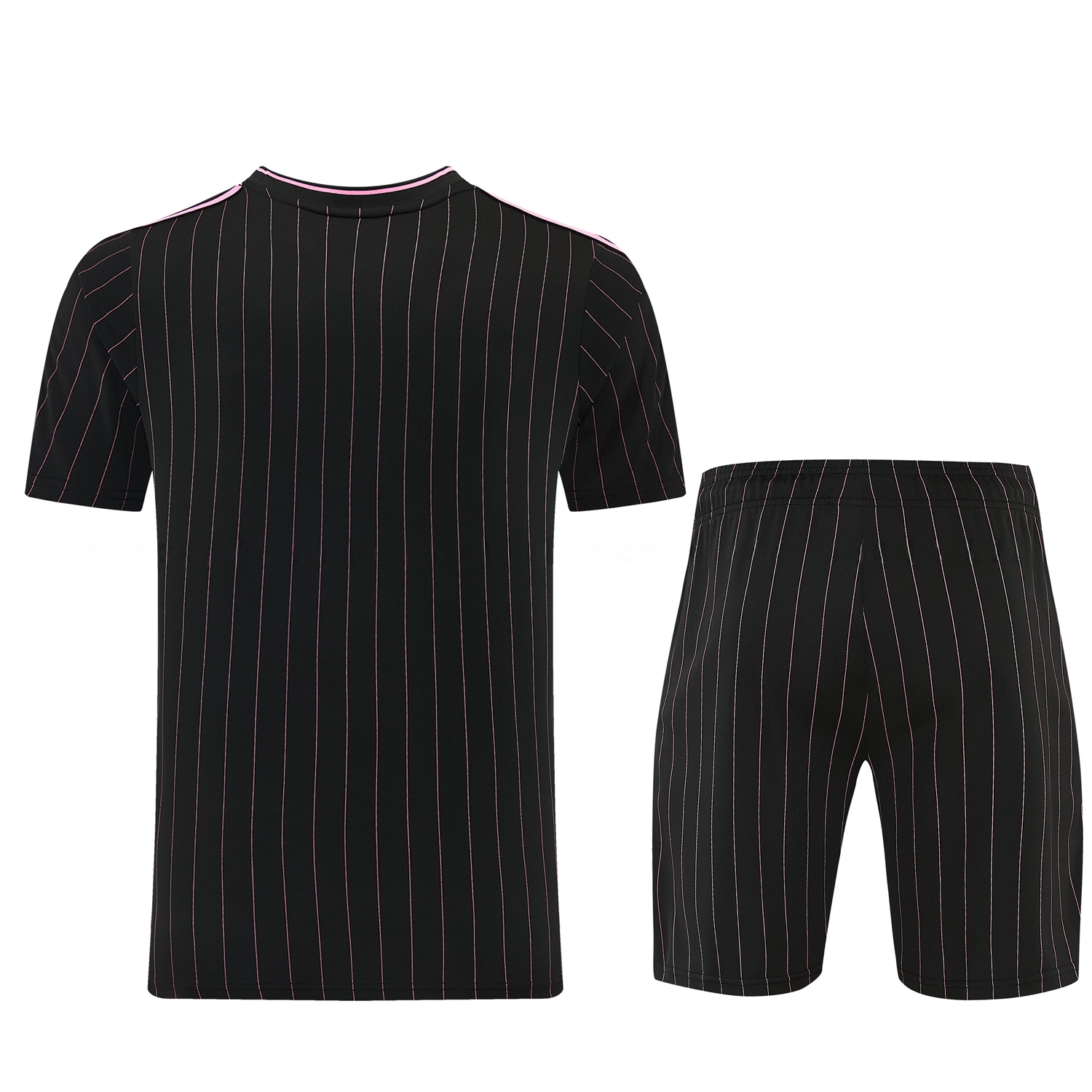 Juventus 26-27 Short-Sleeve Training Set - Pink Lines Black Top & Shorts - Unitedfutballjersey