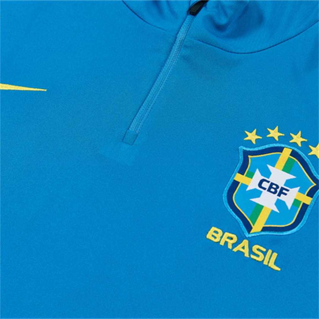 Brazil 2026 Long Sleeve Training Set - Sky Blue Top & Dark Green Pants - Unitedfutballjersey