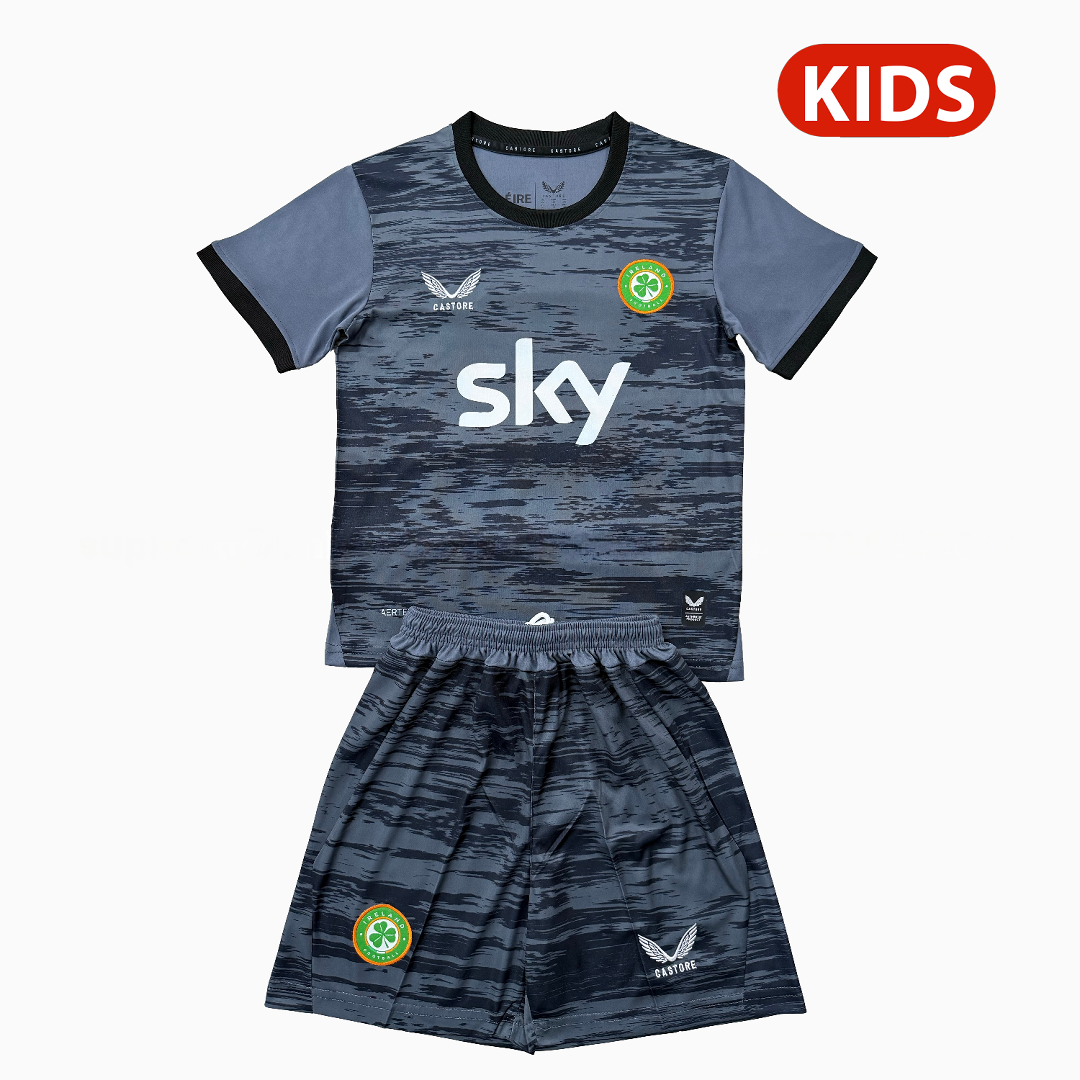Ireland 25-26 Black Goalkeeper Kids Kit - Unitedfutballjersey