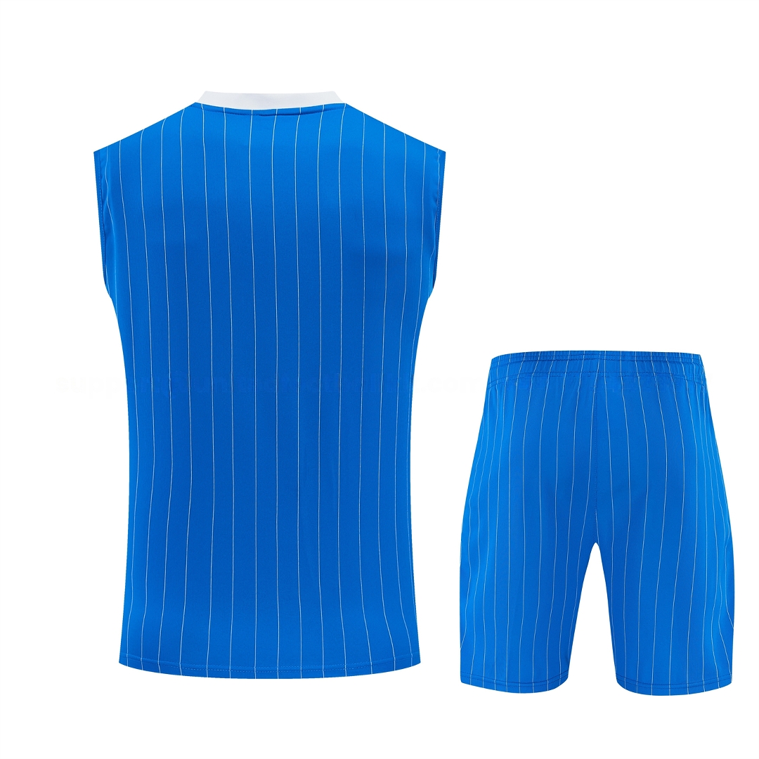 Real Madrid 25-26 Retro Style Vest Training Set - Blue With White Stripes Top & Pants - Unitedfutballjersey