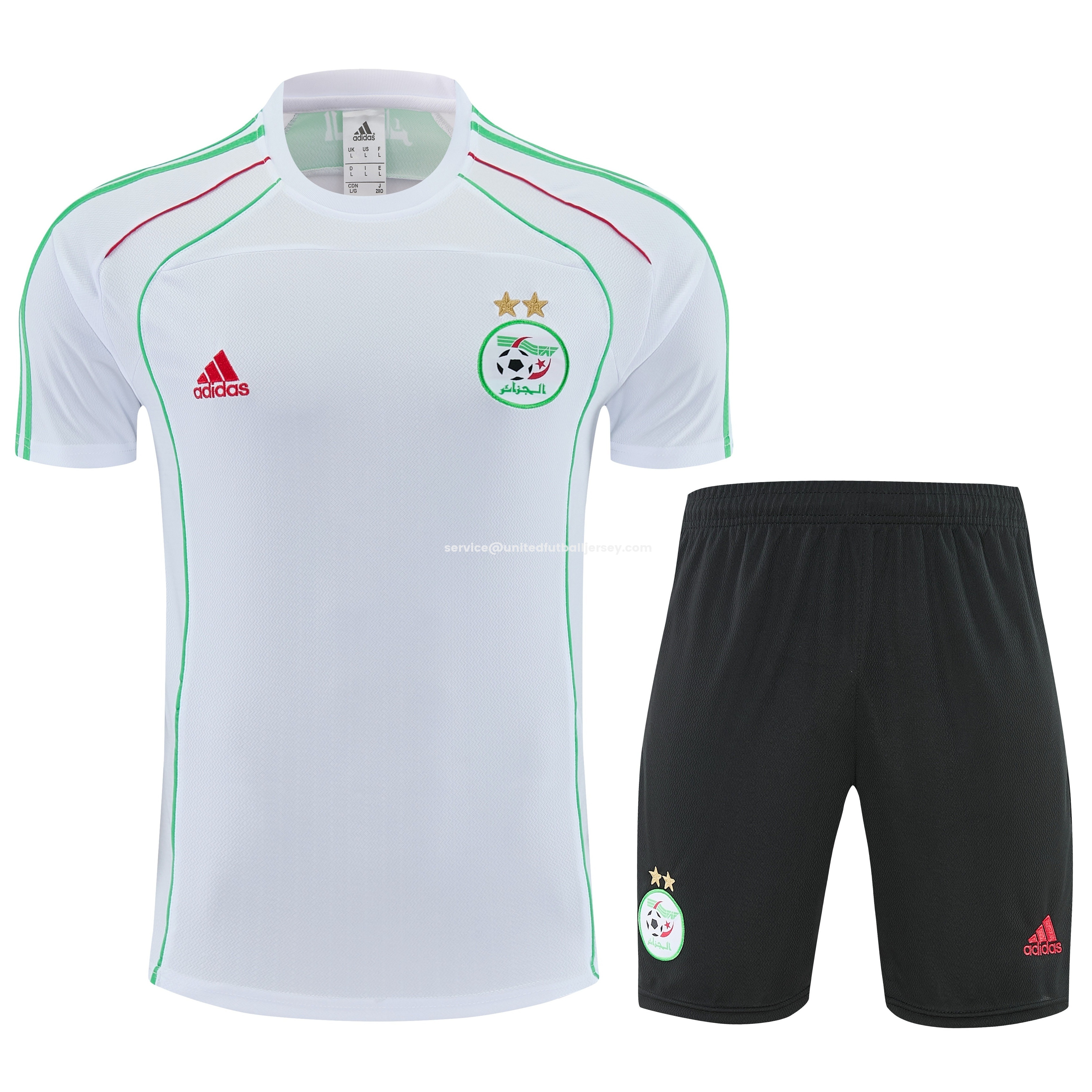 Algeria 2026 Short-Sleeve Training Set - White Top and Black Shorts - Unitedfutballjersey