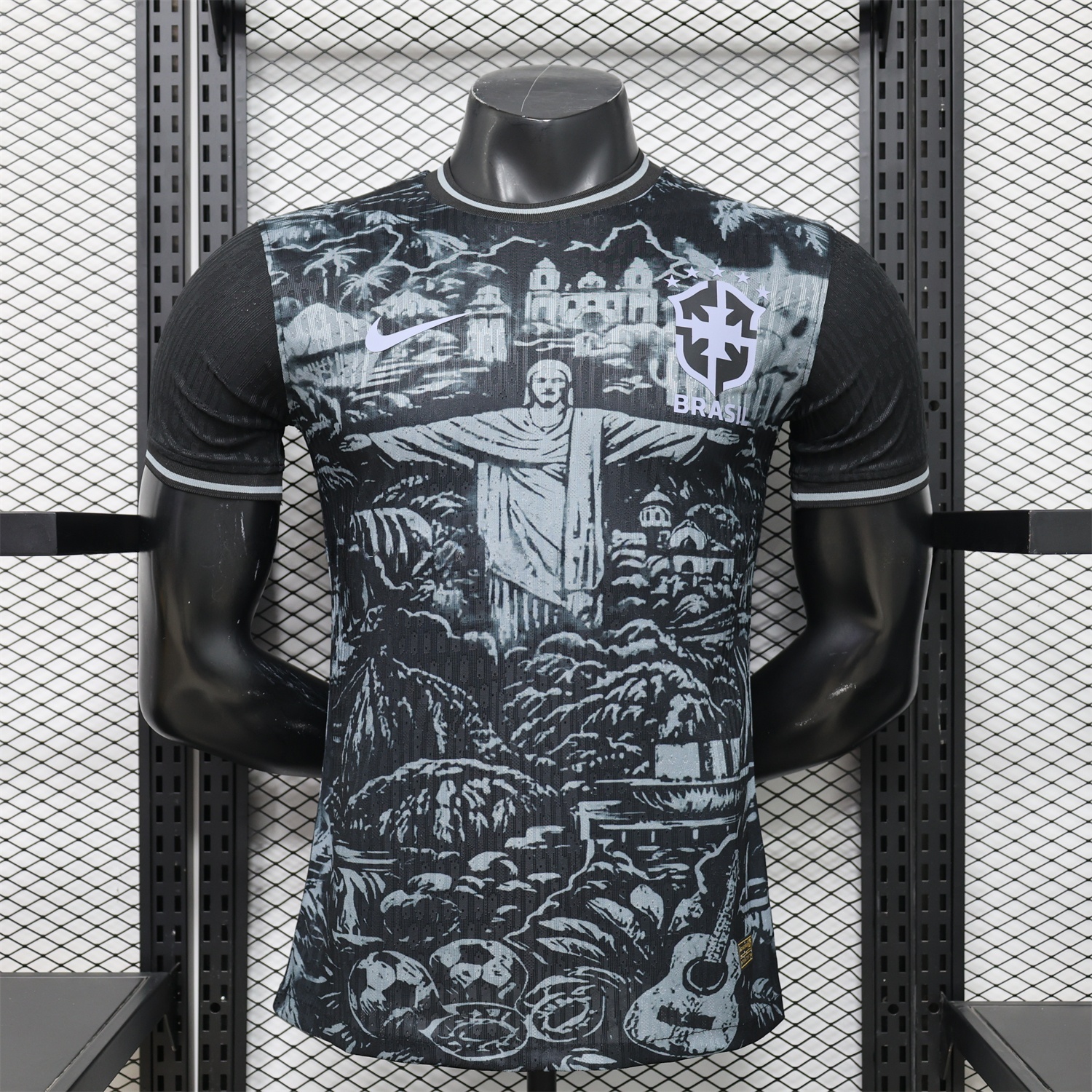 Brazil 2026 Grey Jesus Black Special Jersey - Player Version - Unitedfutballjersey