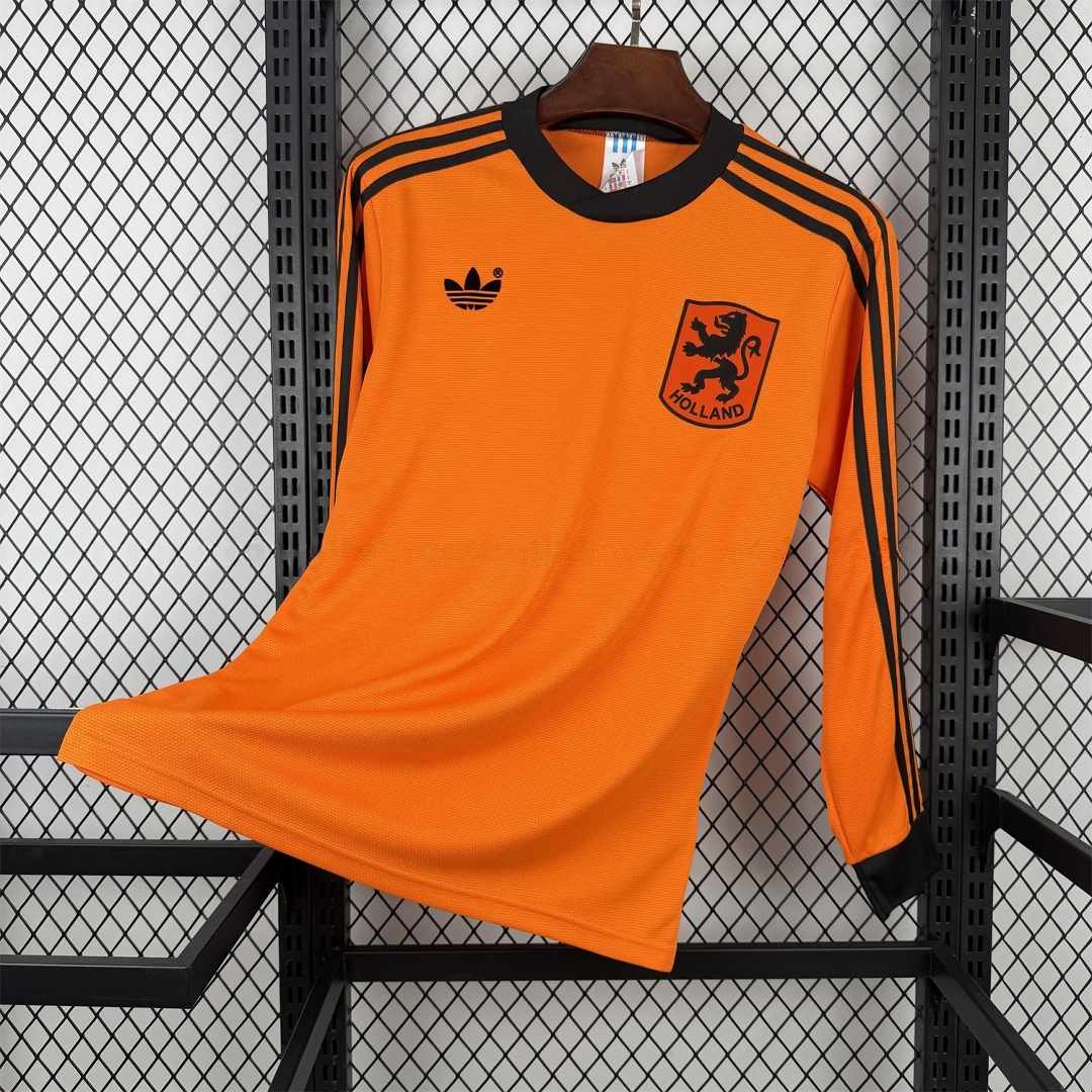 Retro Netherlands 1980 Home Long Sleeves Jersey - Fans Version - Unitedfutballjersey
