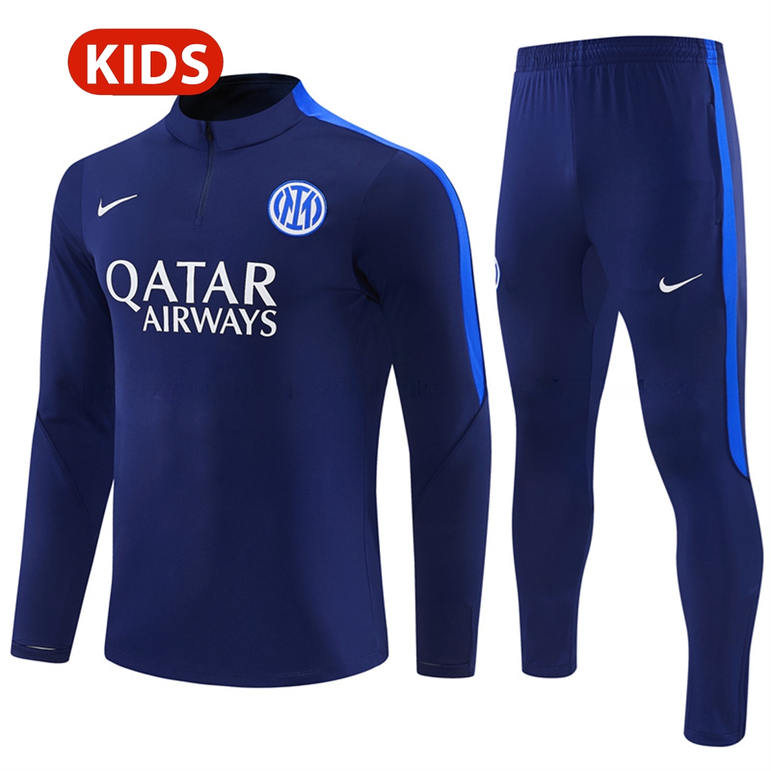 Inter Milan 26-27 Kids Long Sleeve Training Set - Royal Blue Top & Royal Blue Pants - Unitedfutballjersey