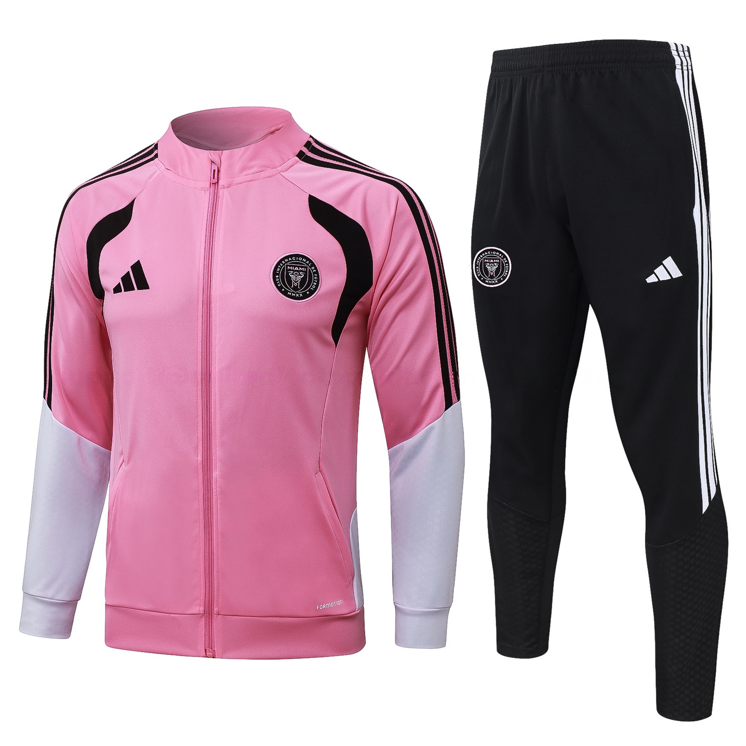 INT M.A.M 26-27 Jacket Training Tracksuit - Pink Top and Black Pants - Unitedfutballjersey