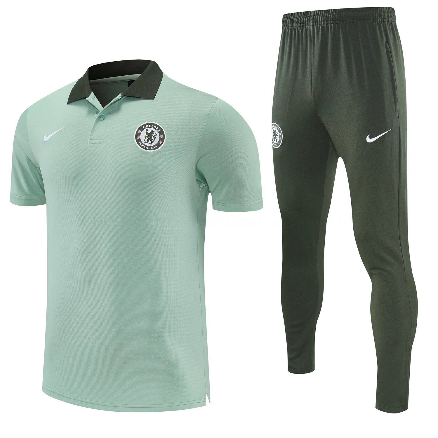 C.H.E.L.S.E.A 25-26 POLO Short-Sleeve Training Set - Light Green Top and Dark Green Pants - Unitedfutballjersey