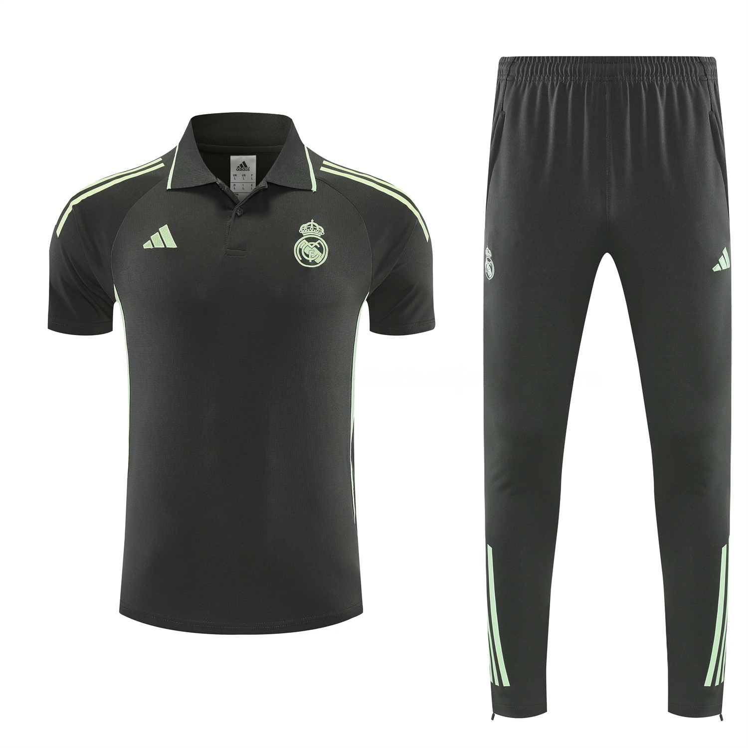 Real Madrid 25-26 POLO Short-Sleeve Training Set - Dark Grey Top and Pants - Unitedfutballjersey