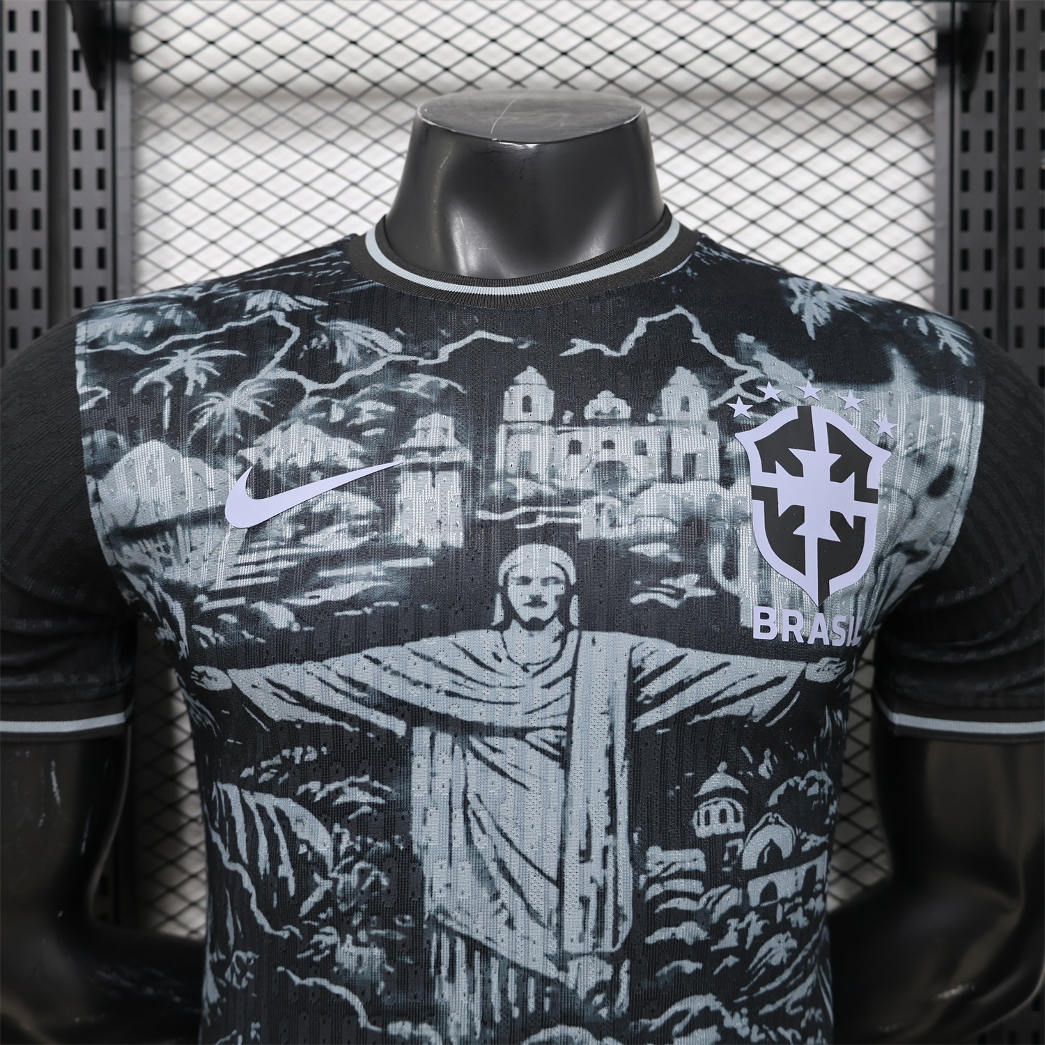 Brazil 2026 Grey Jesus Black Special Jersey - Player Version - Unitedfutballjersey