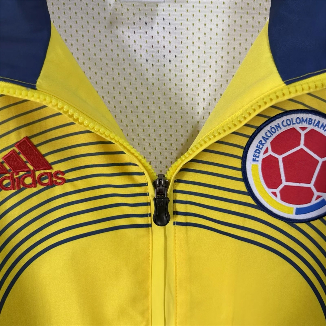 Colombia 2026 Retro Style Windbreaker Jacket - Yellow - Unitedfutballjersey