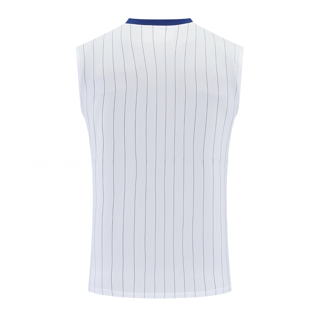 Roma 25-26 Retro Style Vest Training Set - White With Red Details Top & Pants - Unitedfutballjersey
