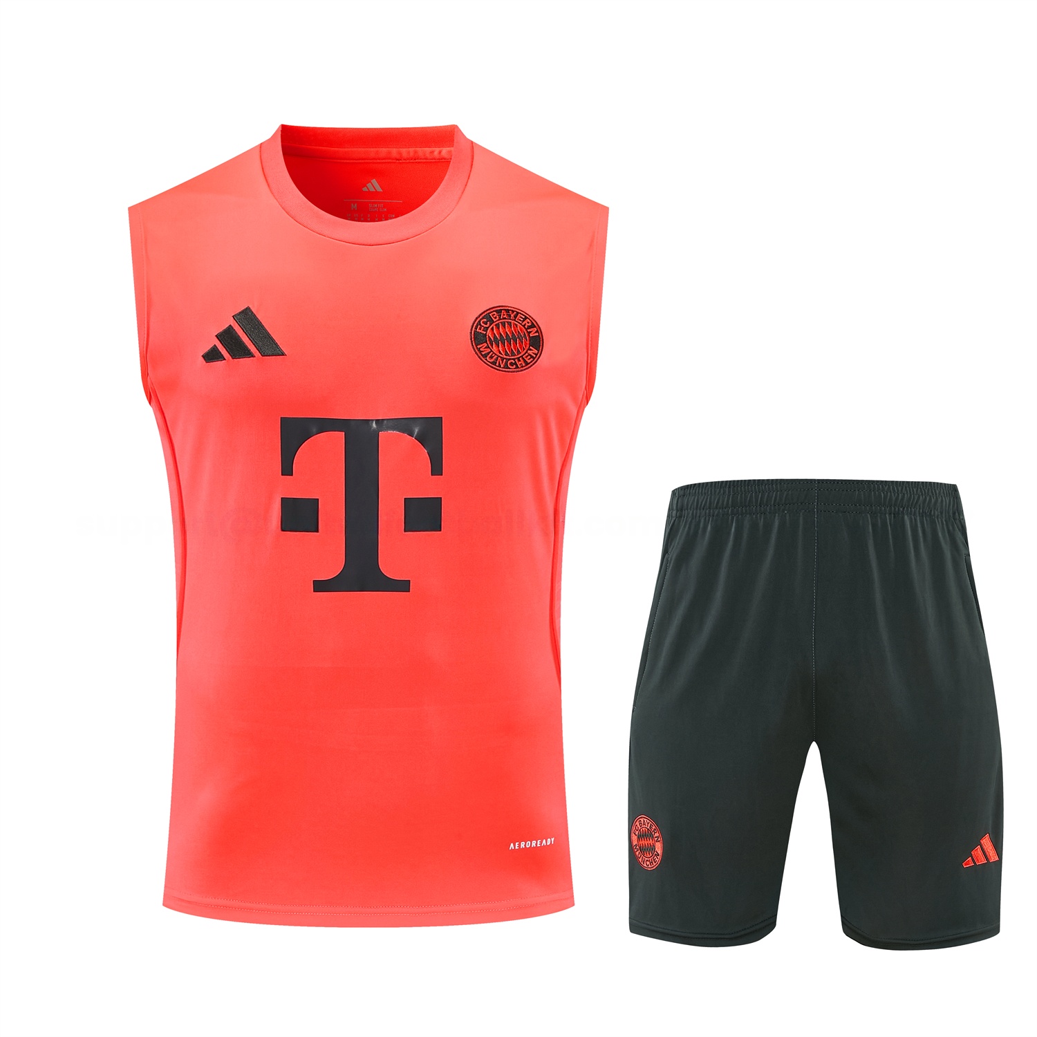 Bayern Munich 25-26 Vest Training Set - Coral With Black Accents Top & Black With Coral Accents Pants - Unitedfutballjersey
