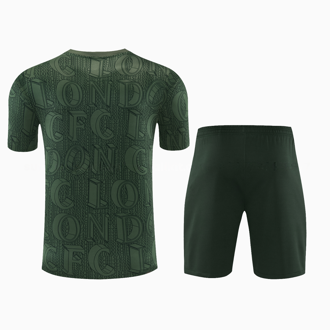 C.H.E.L.S.E.A 25-26 Short-Sleeve Training Set - Dark Green Top & Dark Green Pants - Unitedfutballjersey