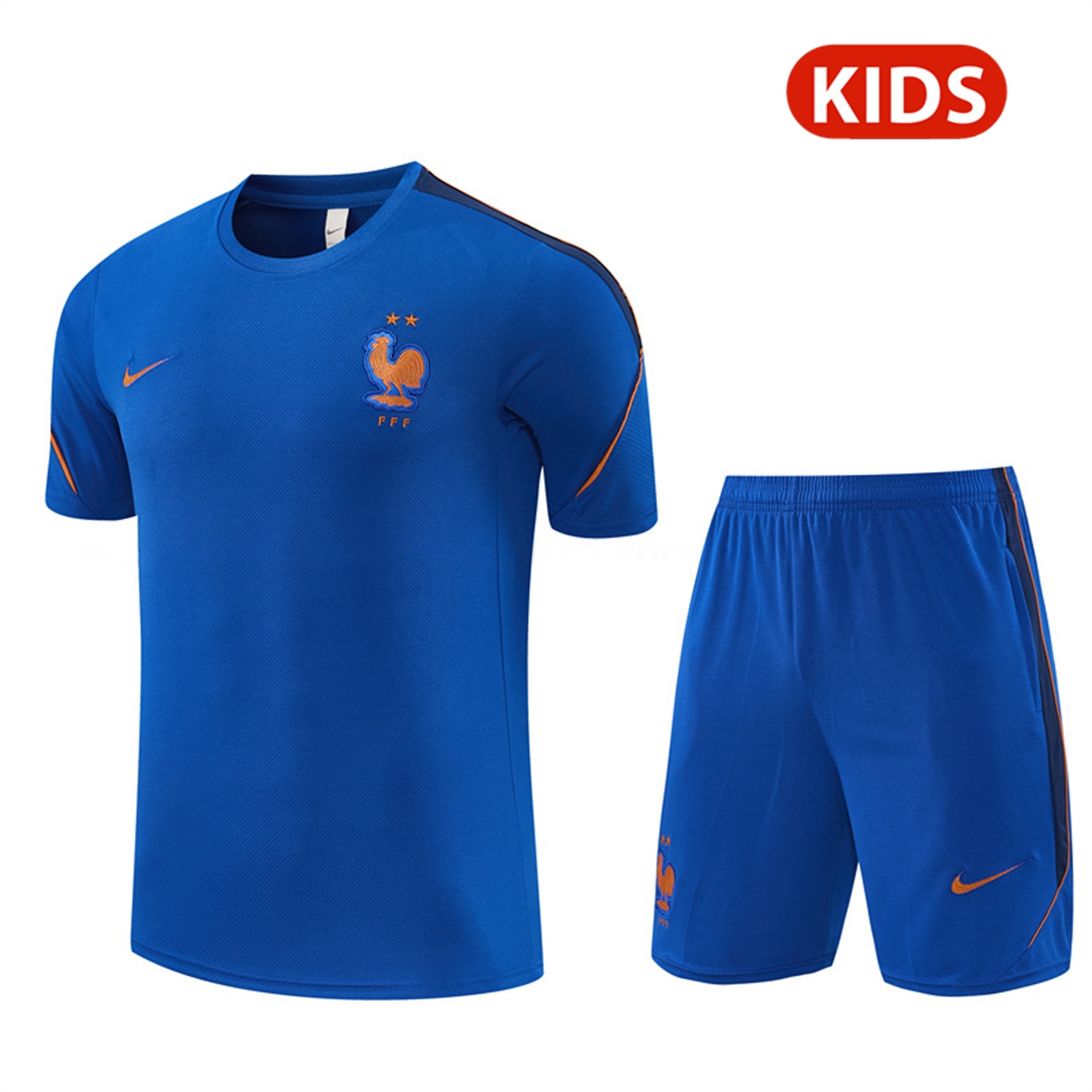 France 2026 Kids Short-Sleeve Training Set - Blue Top & Shorts - Unitedfutballjersey