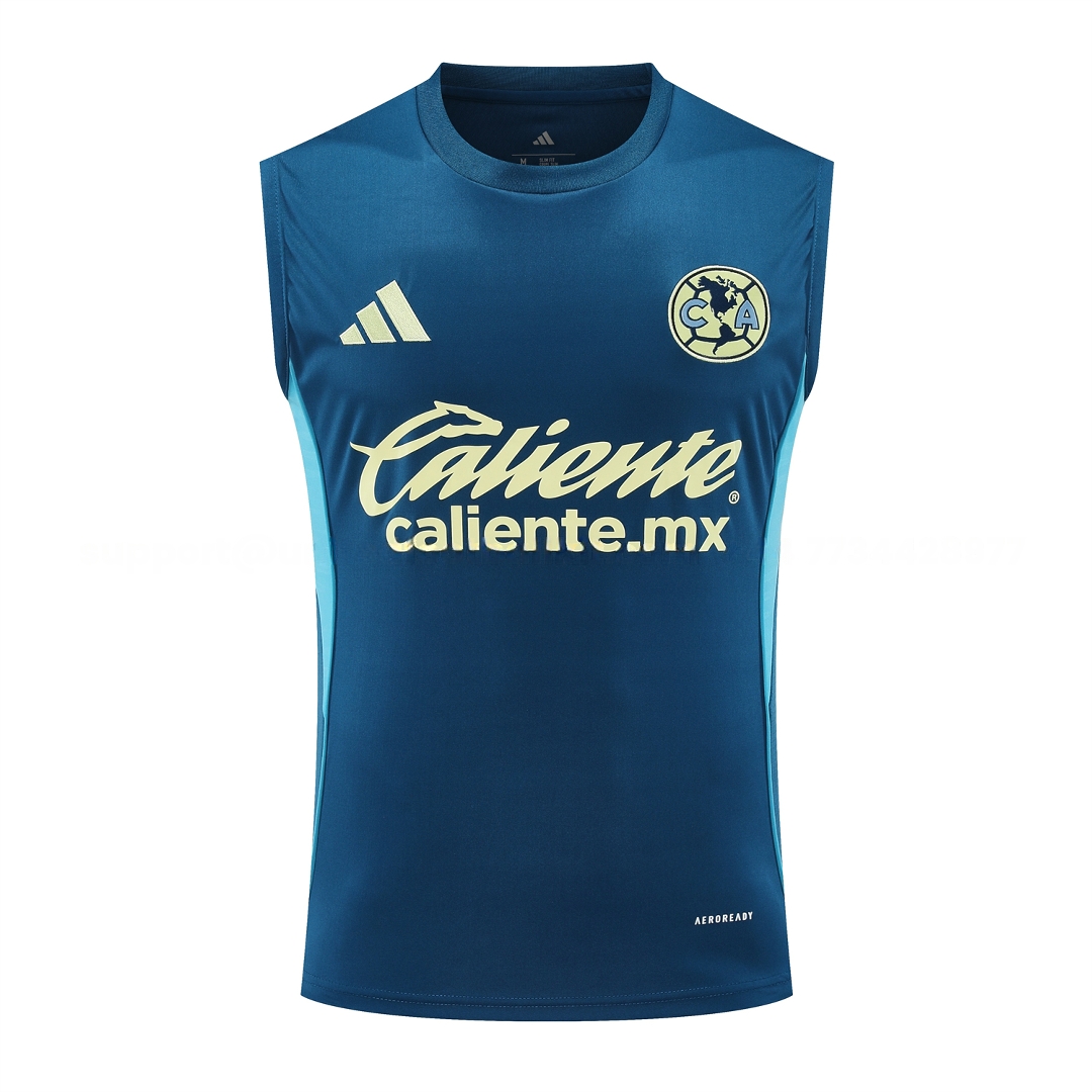 Club América 25-26 Short-Sleeve Training Set - Royal Blue With Light Blue Accents Top & Pants - Unitedfutballjersey