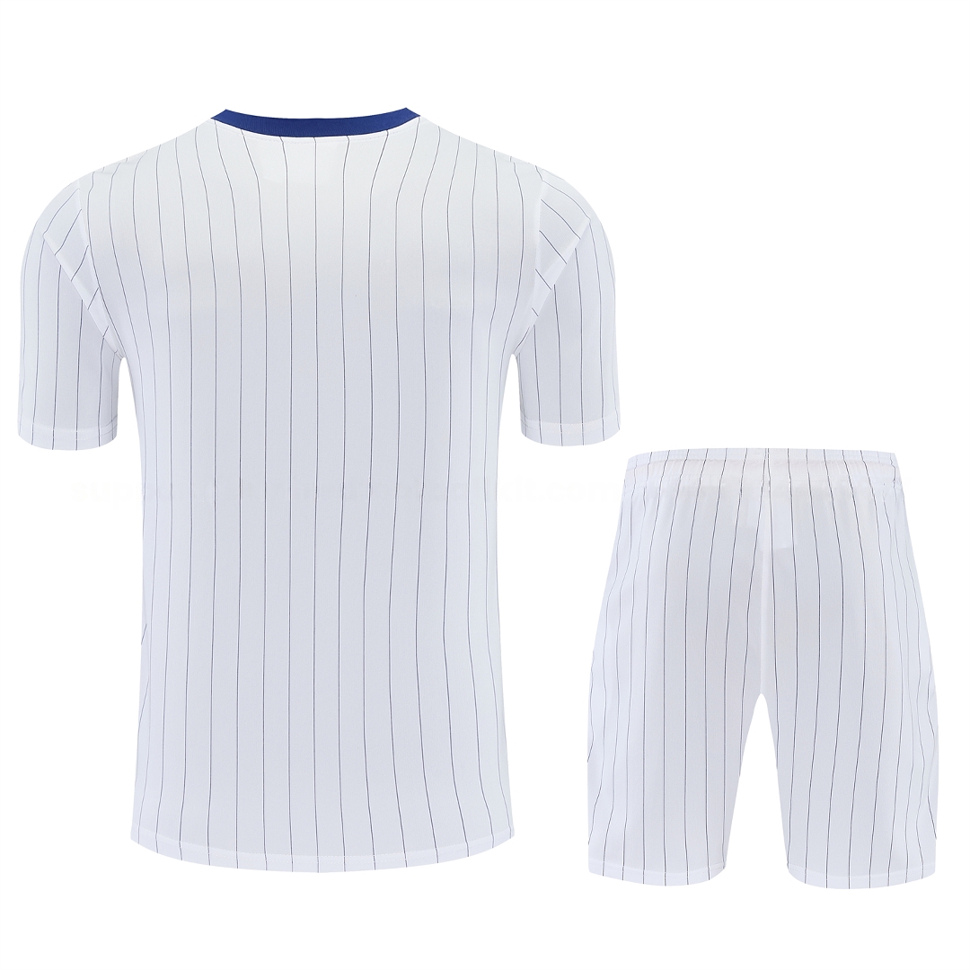 Roma 25-26 Retro Style Short-Sleeve Training Set - White Top & White Pants - Unitedfutballjersey