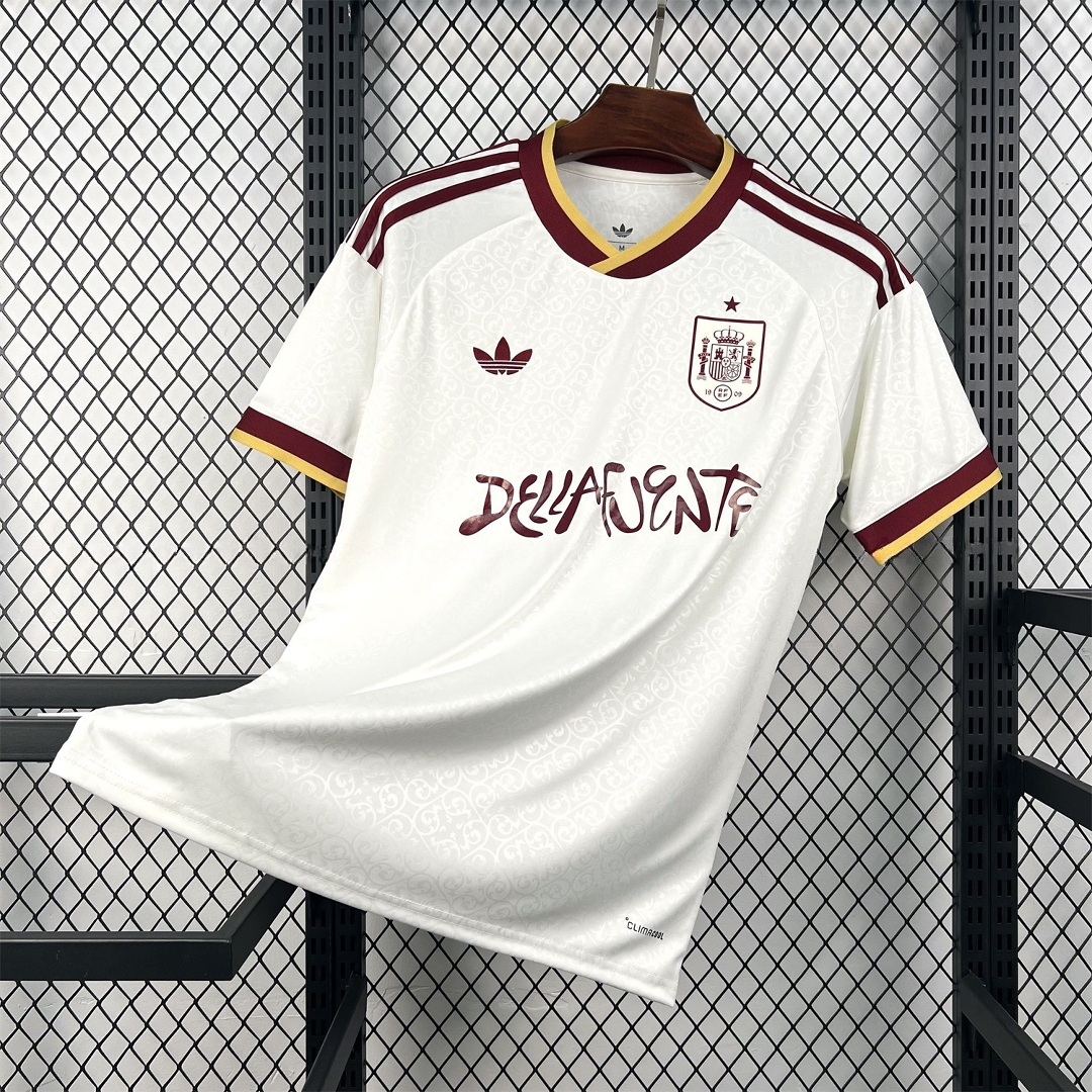 Spain 2026 Dellafuente Co-Branded White Jersey - Fans Version - Unitedfutballjersey