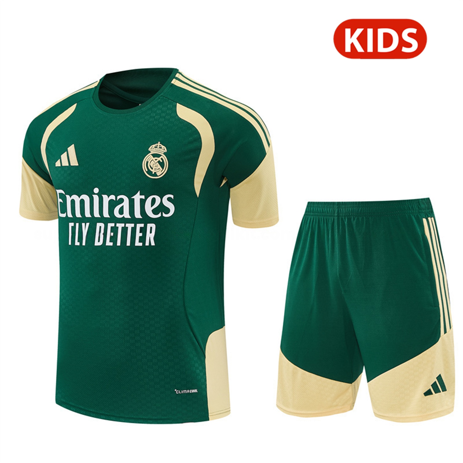 Real Madrid 26-27 Kids Short-Sleeve Training Set - Green Top & Green Shorts - Unitedfutballjersey