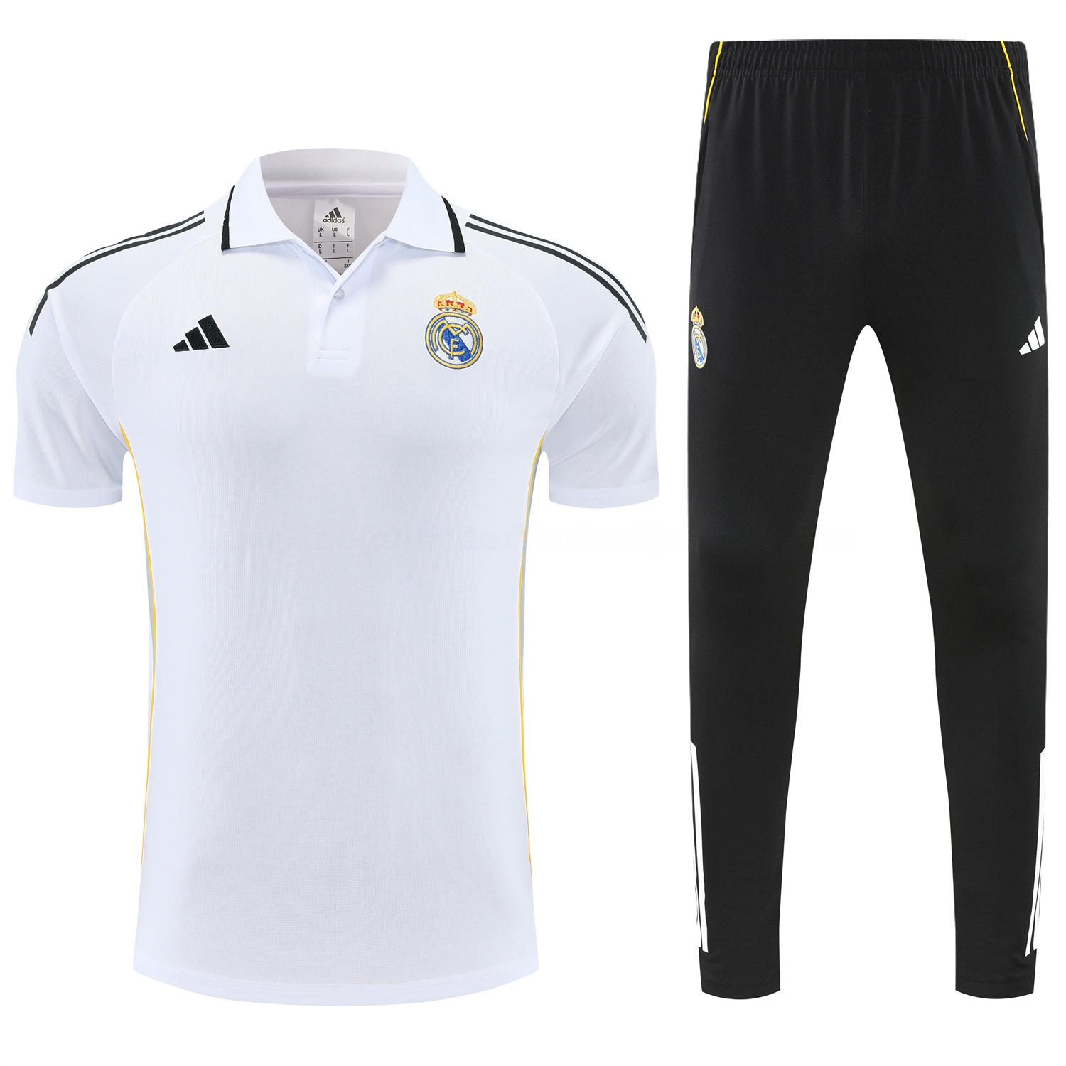 Real Madrid 25-26 POLO Short-Sleeve Training Set - White Top and Black Pants - Unitedfutballjersey