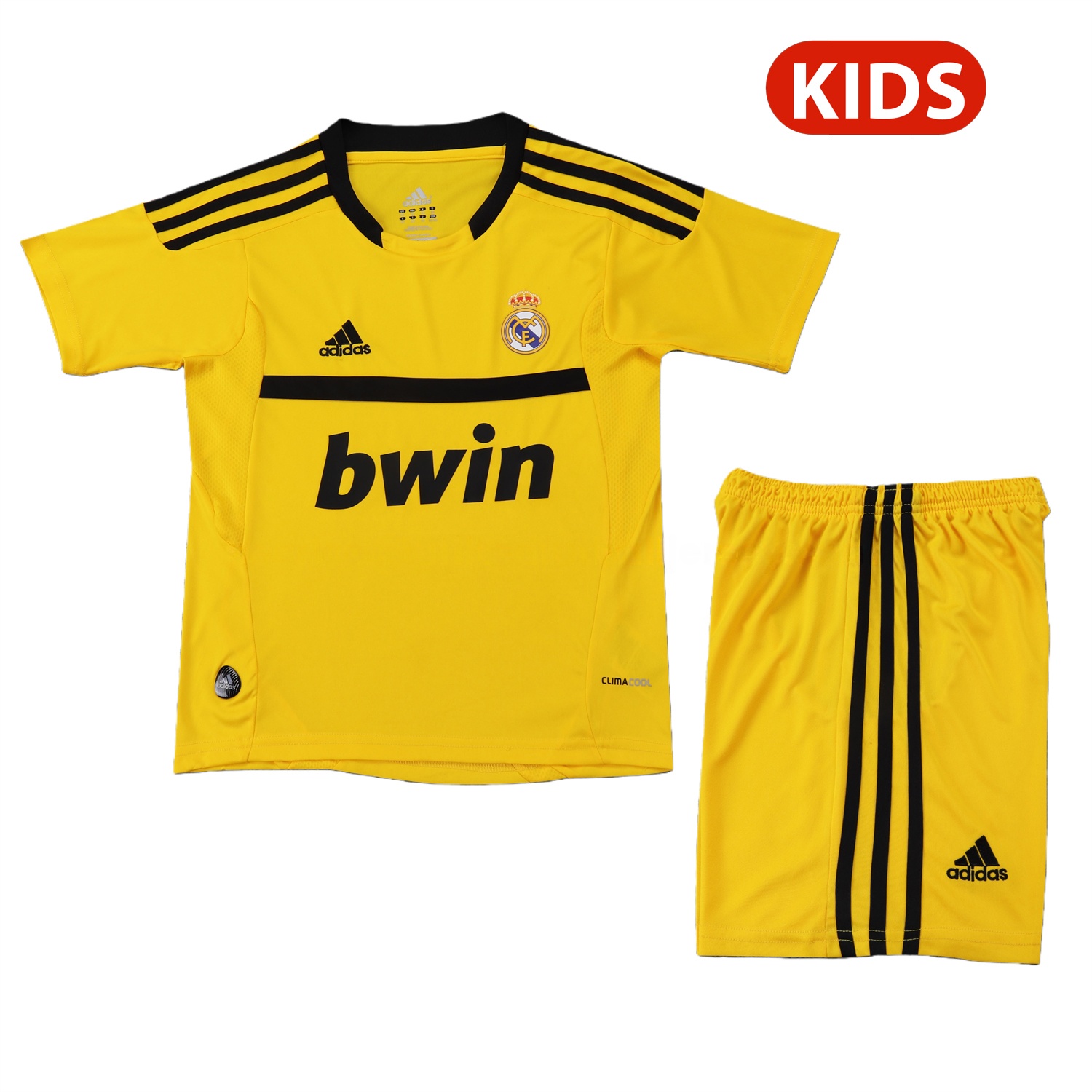 Retro Real Madrid 2011-12 Yellow Goalkeeper Kids Kit - Unitedfutballjersey