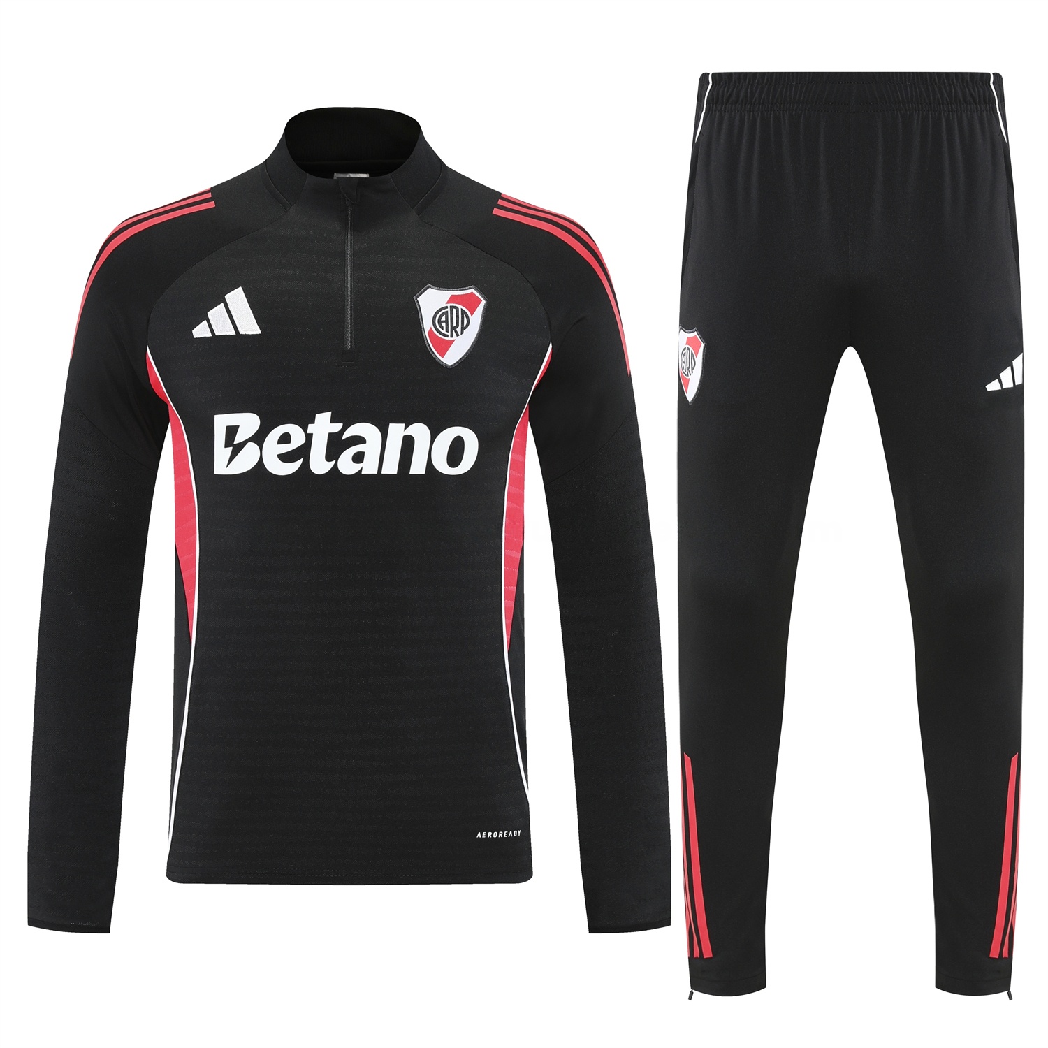 River Plate 25-26 Long Sleeves Training Set - Black With Red Top & Black Pants - Unitedfutballjersey