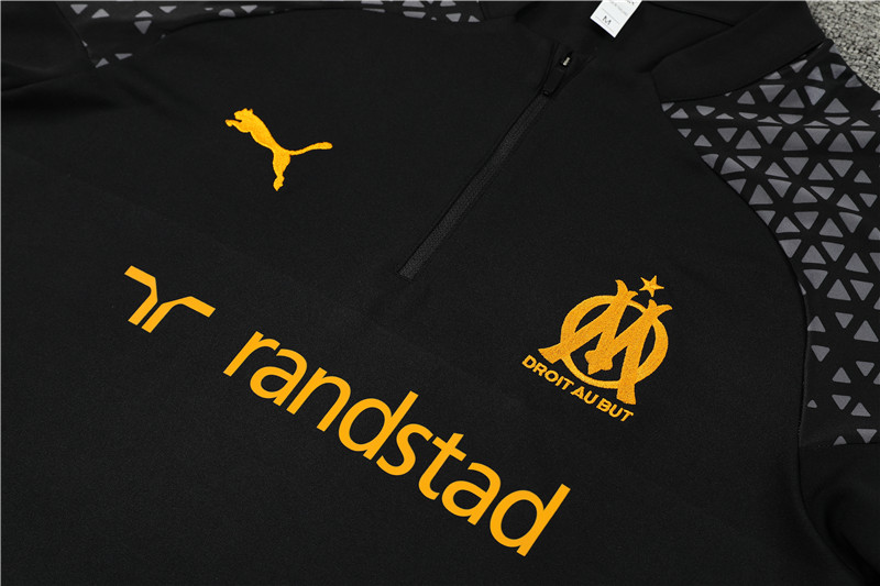 Marseille 23-24 Long Sleeve Training Set -Black and Yellow - Unitedfutballjersey