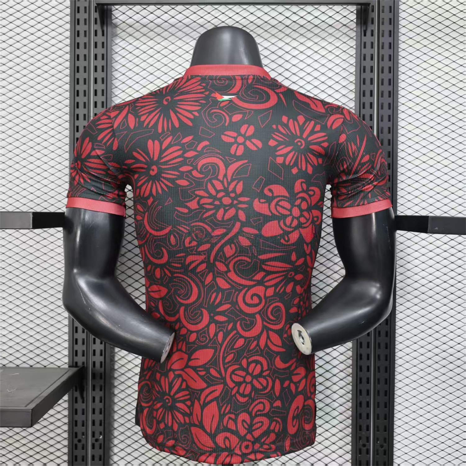 Club Deportivo Palestino Palestine 25-26 Red Flowers Black Jersey - Player Version - Unitedfutballjersey