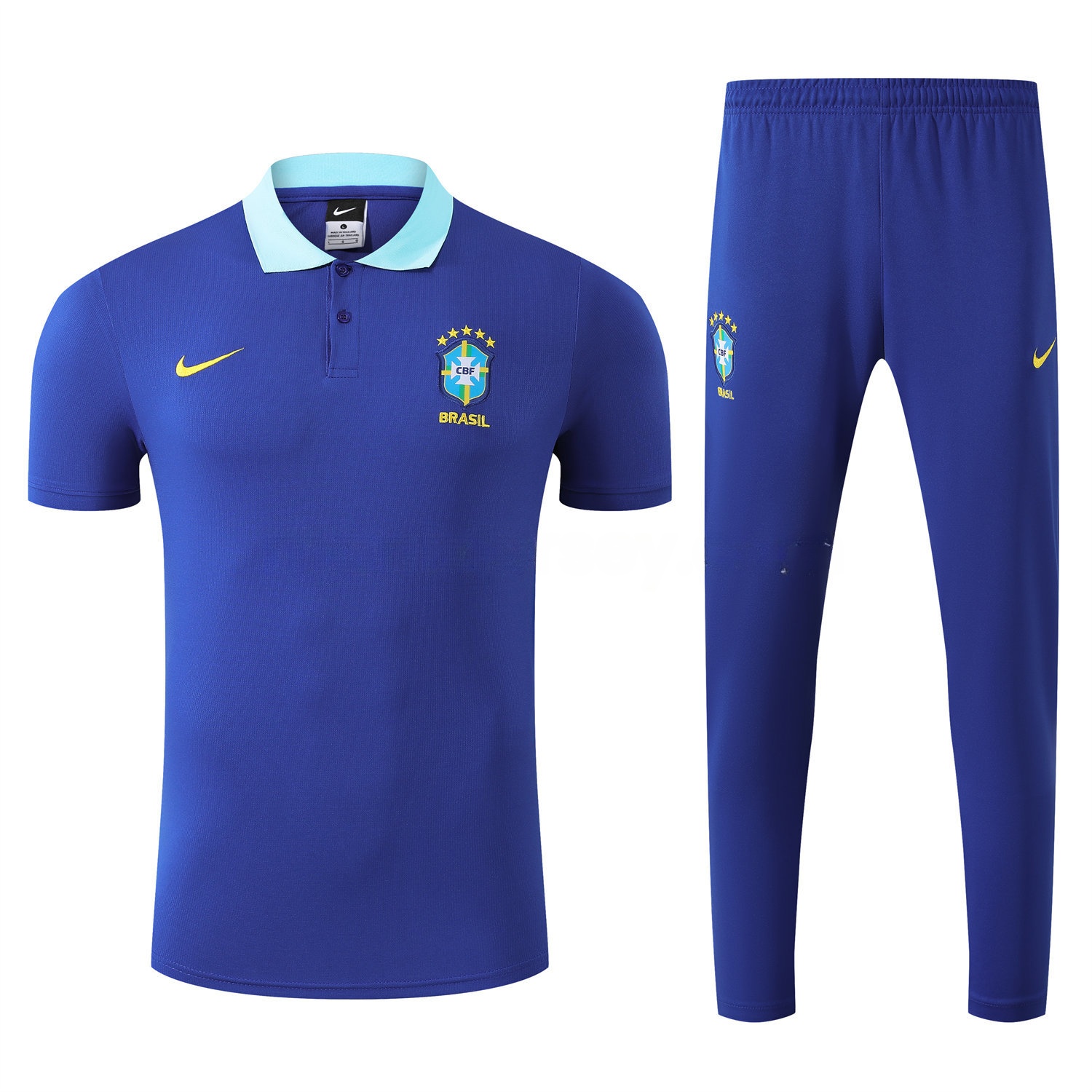 Brazil 25-26 POLO Short-Sleeve Training Set - Blue Top and Pants - Unitedfutballjersey