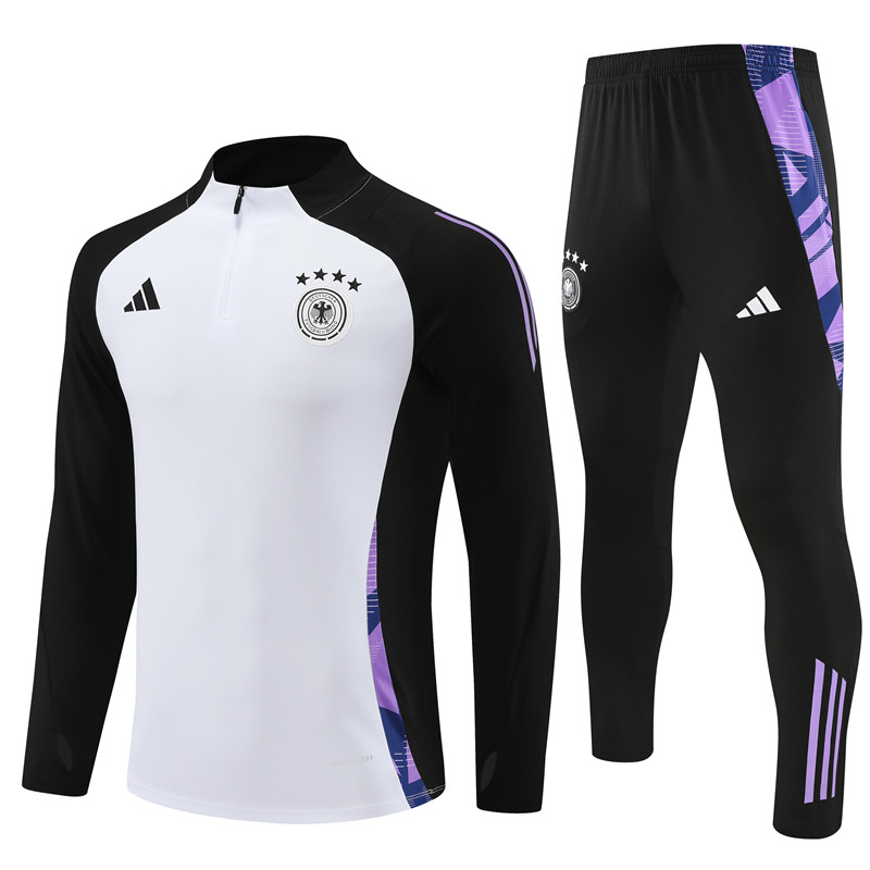 Germany 2024 Long Sleeve Training Set - White With Black - Unitedfutballjersey