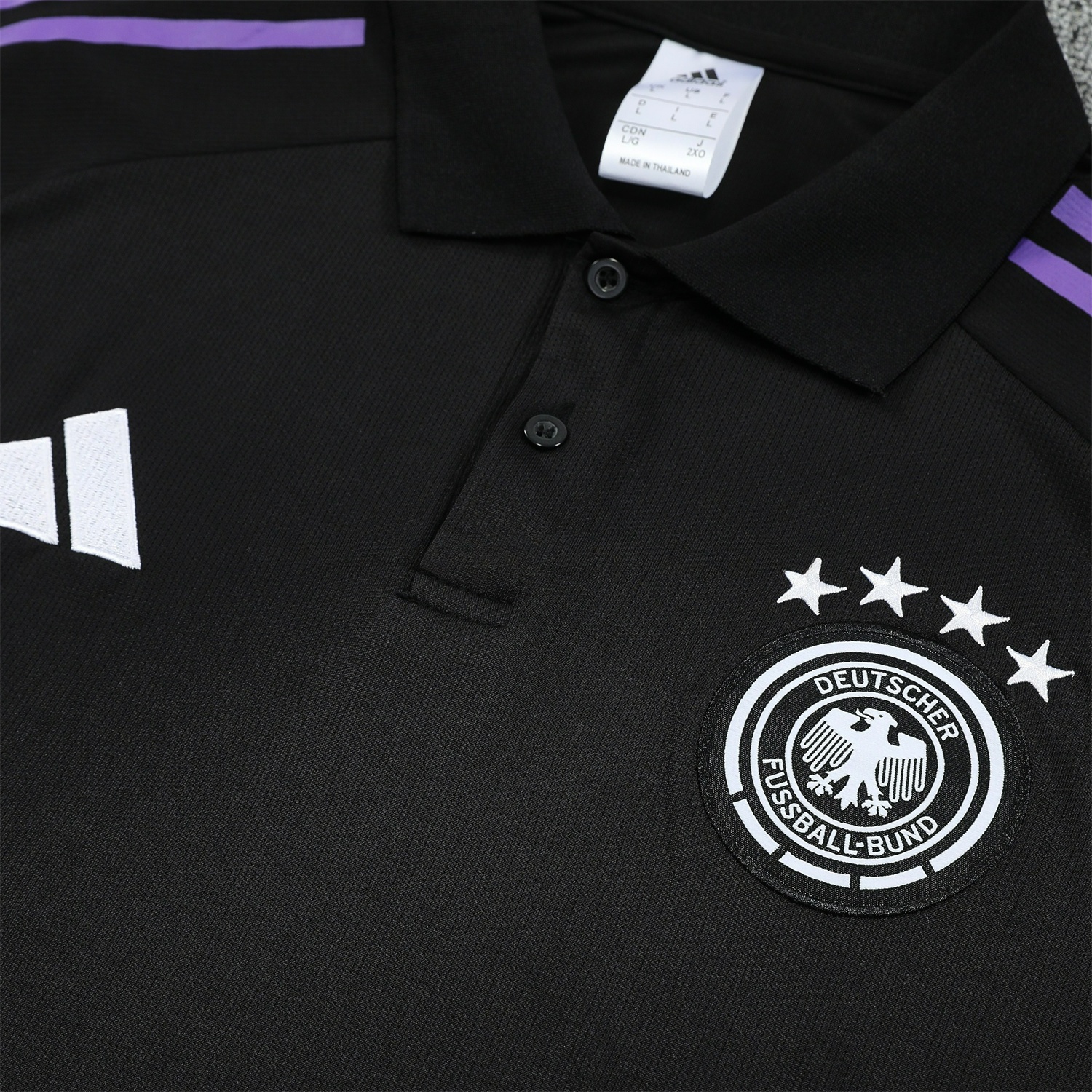 Germany 25-26 POLO Short-Sleeve Training Set - Black Top and Pants - Unitedfutballjersey