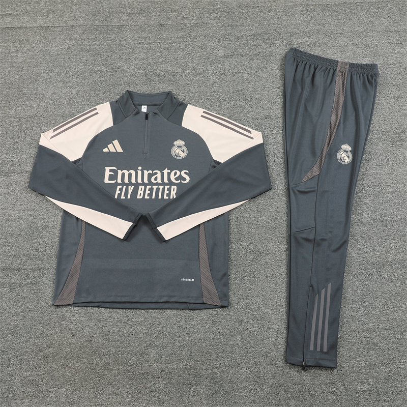 Real Madrid 24-25 Kids Long Sleeve Training Set - Deep Grey - Unitedfutballjersey