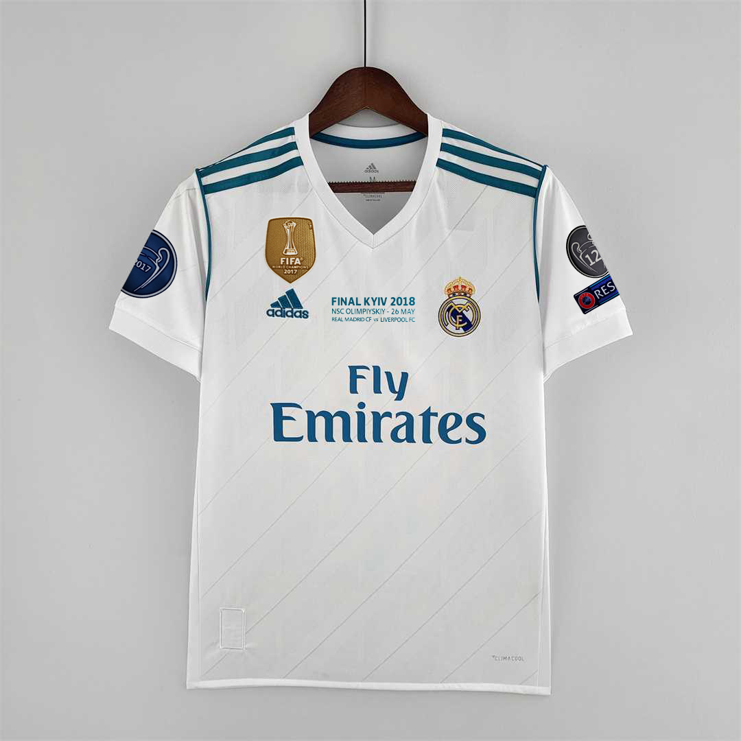 Retro Real Madrid 17-18 Home Jersey - with Champions League Final Final - Unitedfutballjersey