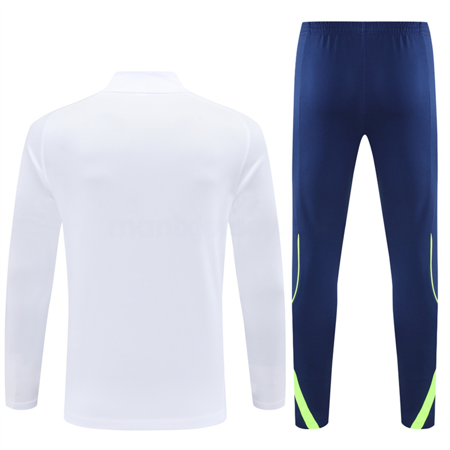 Real Madrid 25-26 Long Sleeve Training Set - Green Line White Top and Blue Pants - Unitedfutballjersey