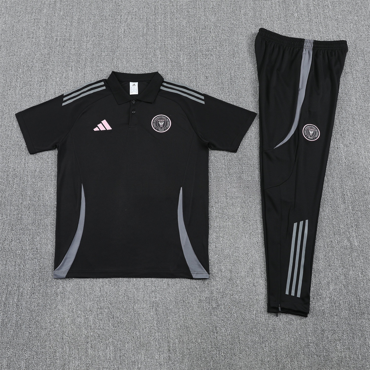 INT M.A.M 25-26 POLO Short-Sleeve Training Set - Black Top and Pants - Unitedfutballjersey