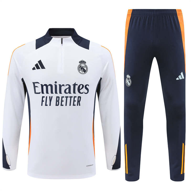 Real Madrid 24-25 Long Sleeve Training Set - White - Unitedfutballjersey
